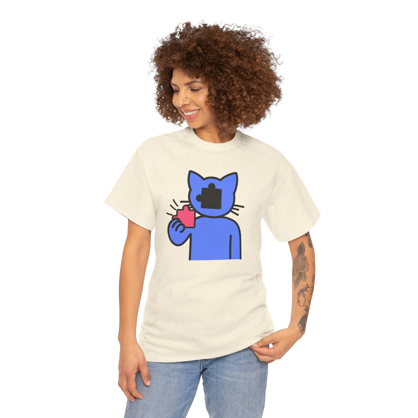 Cat Puzzle Piece T-Shirt – Life’s Journey Graphic Tee – Unisex Heavy Cotton Shirt – Find Your Missing Piece