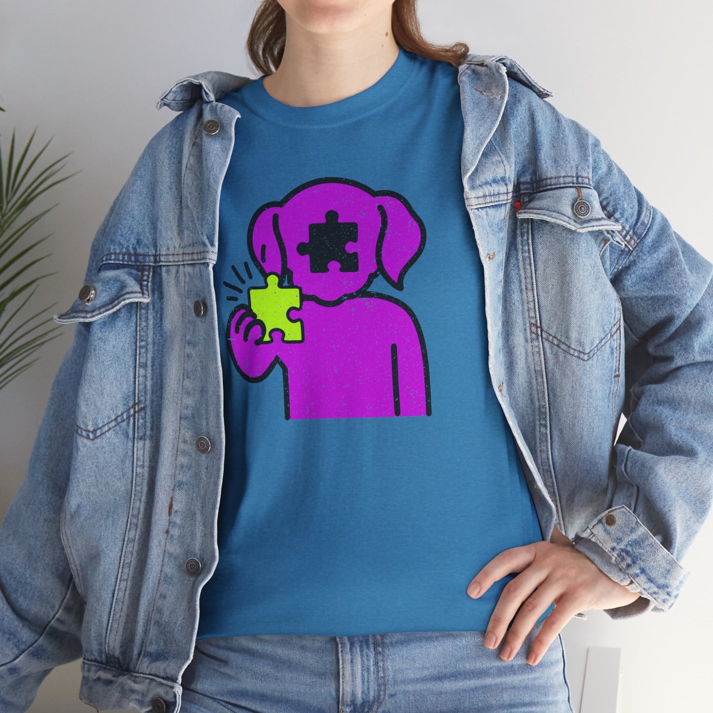 Dog Puzzle Piece T-Shirt – Life’s Epic Journey Distressed Graphic Tee – Unisex Heavy Cotton Shirt – Mix & Match to Create Your Own Unique Style