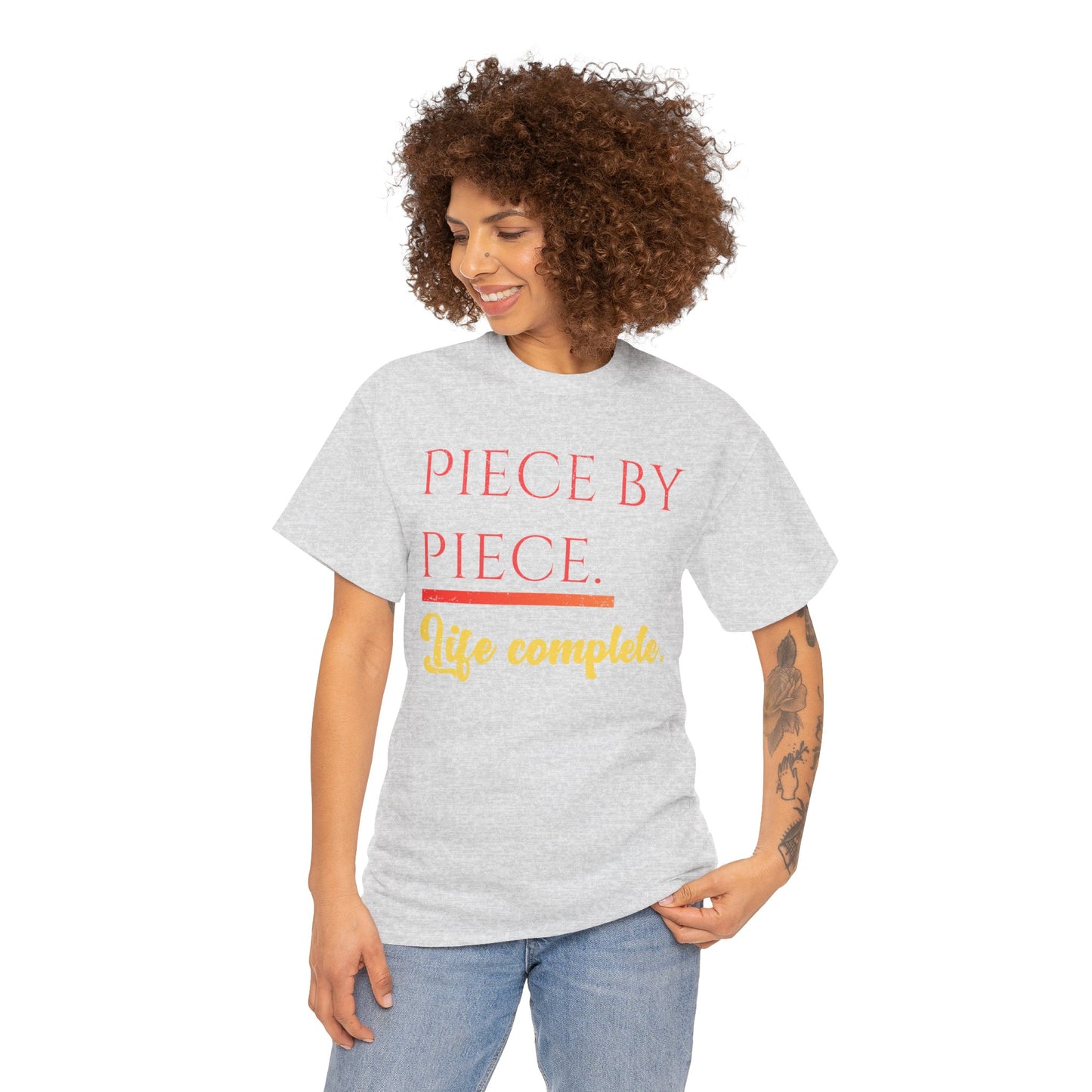 Piece by Piece Distressed T-Shirt – Life Complete Graphic Tee by Trash Cat Tee's