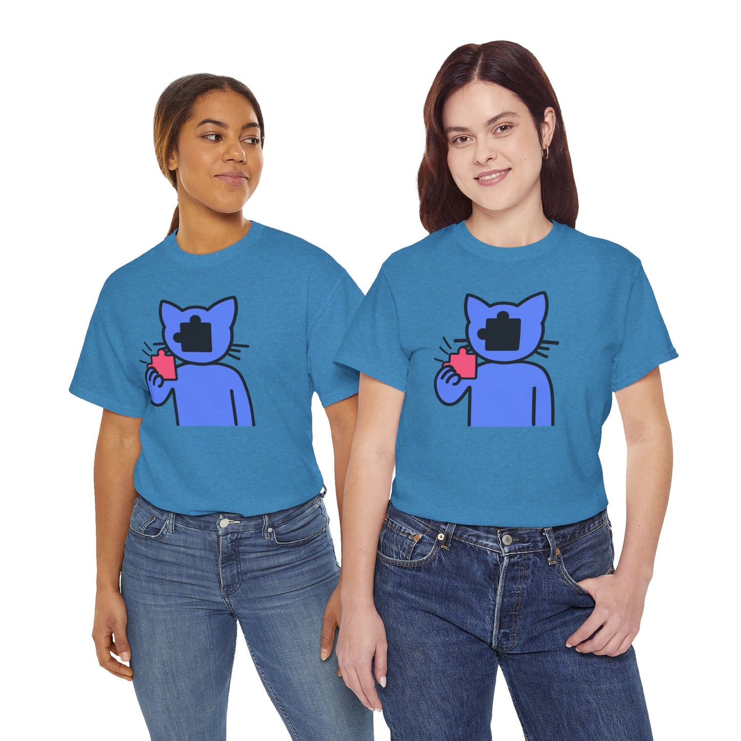 Cat Puzzle Piece T-Shirt – Life’s Journey Graphic Tee – Unisex Heavy Cotton Shirt – Find Your Missing Piece