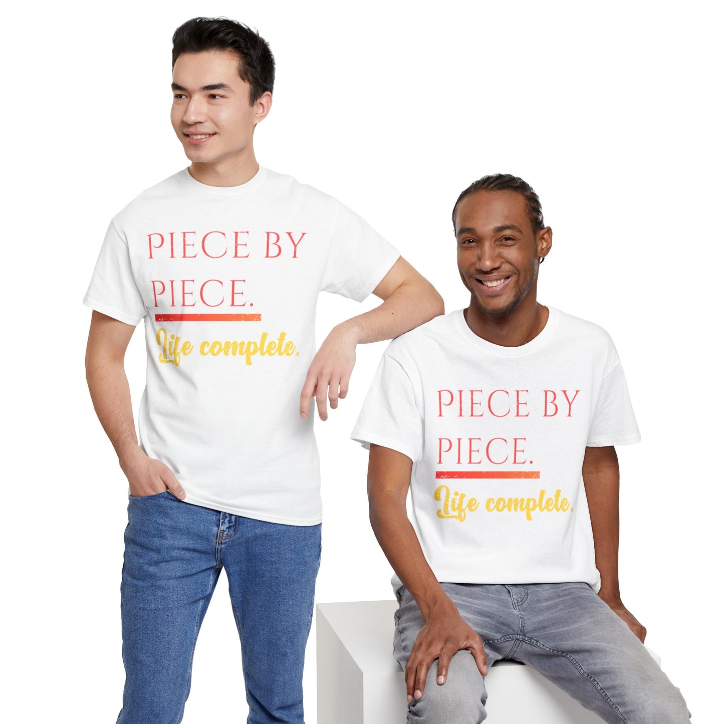 Piece by Piece Distressed T-Shirt – Life Complete Graphic Tee by Trash Cat Tee's