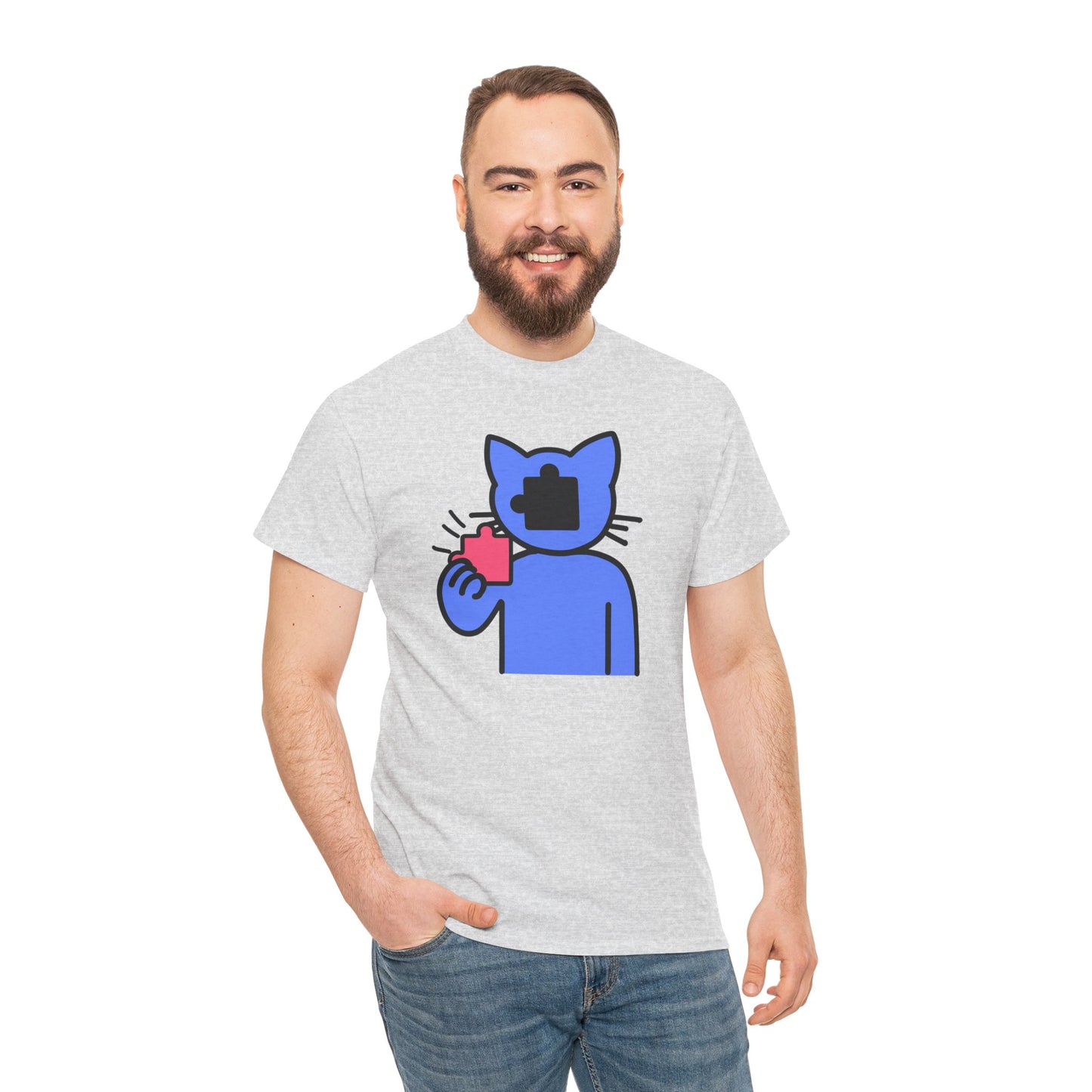 Cat Puzzle Piece T-Shirt – Life’s Journey Graphic Tee – Unisex Heavy Cotton Shirt – Find Your Missing Piece