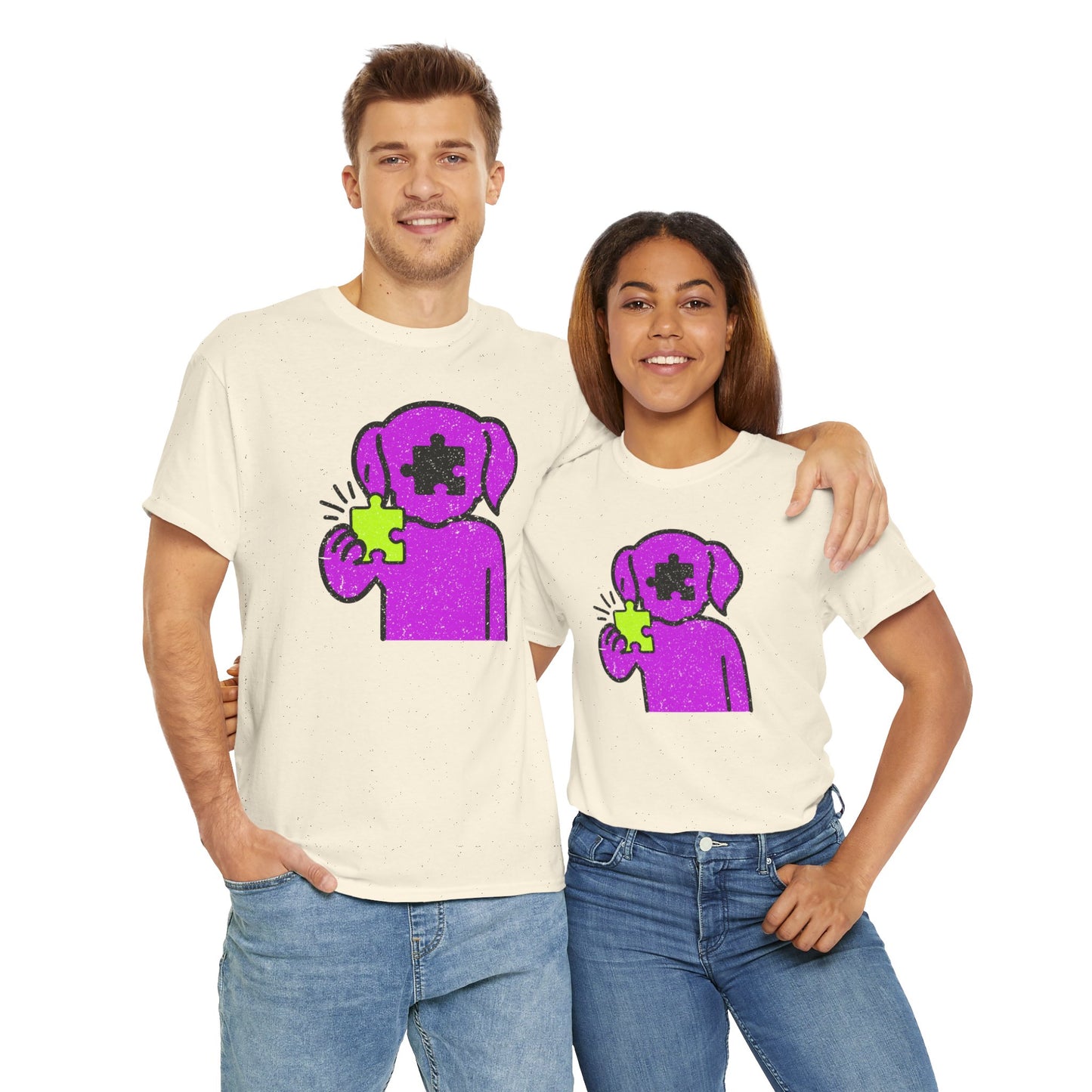 Dog Puzzle Piece T-Shirt – Life’s Epic Journey Distressed Graphic Tee – Unisex Heavy Cotton Shirt – Mix & Match to Create Your Own Unique Style