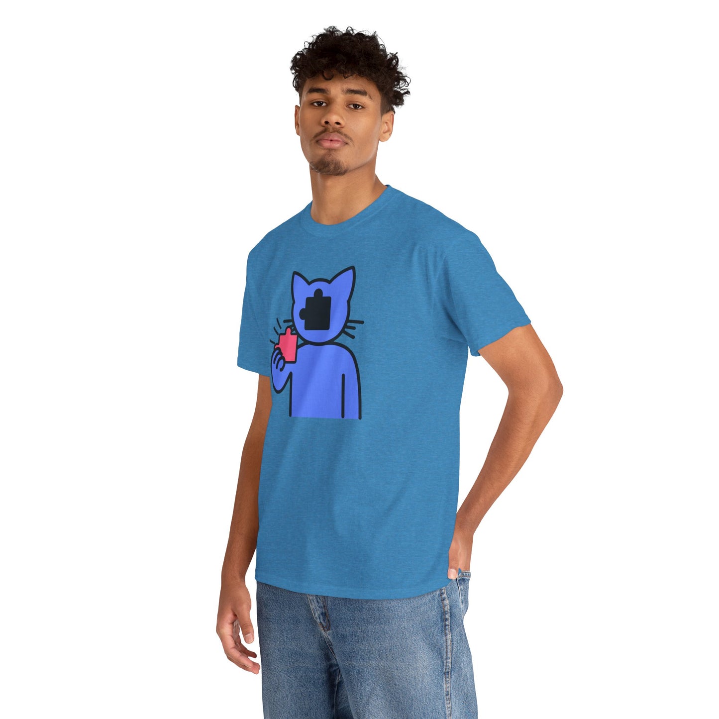 Cat Puzzle Piece T-Shirt – Life’s Journey Graphic Tee – Unisex Heavy Cotton Shirt – Find Your Missing Piece