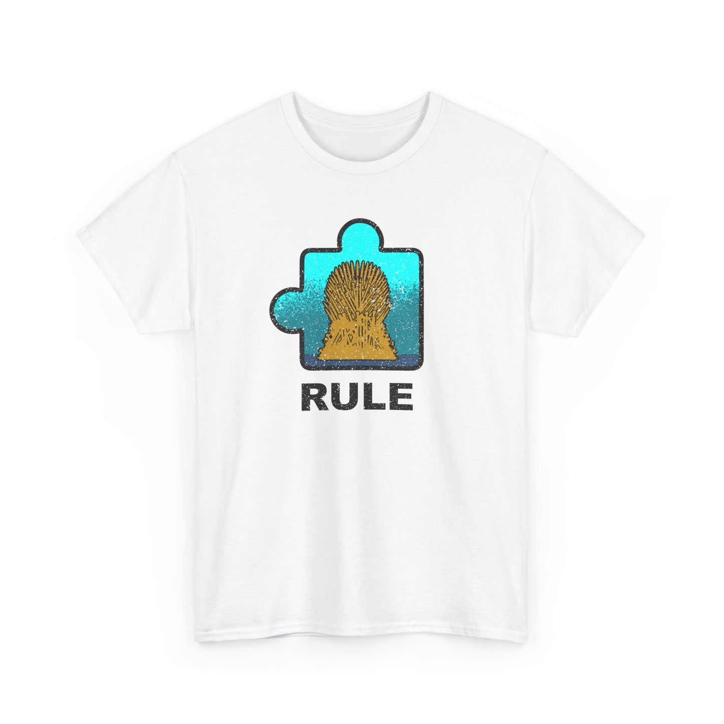 Throne Puzzle Piece T-Shirt – ‘Rule’ Graphic Tee – Unisex Heavy Cotton Shirt Distressed Style