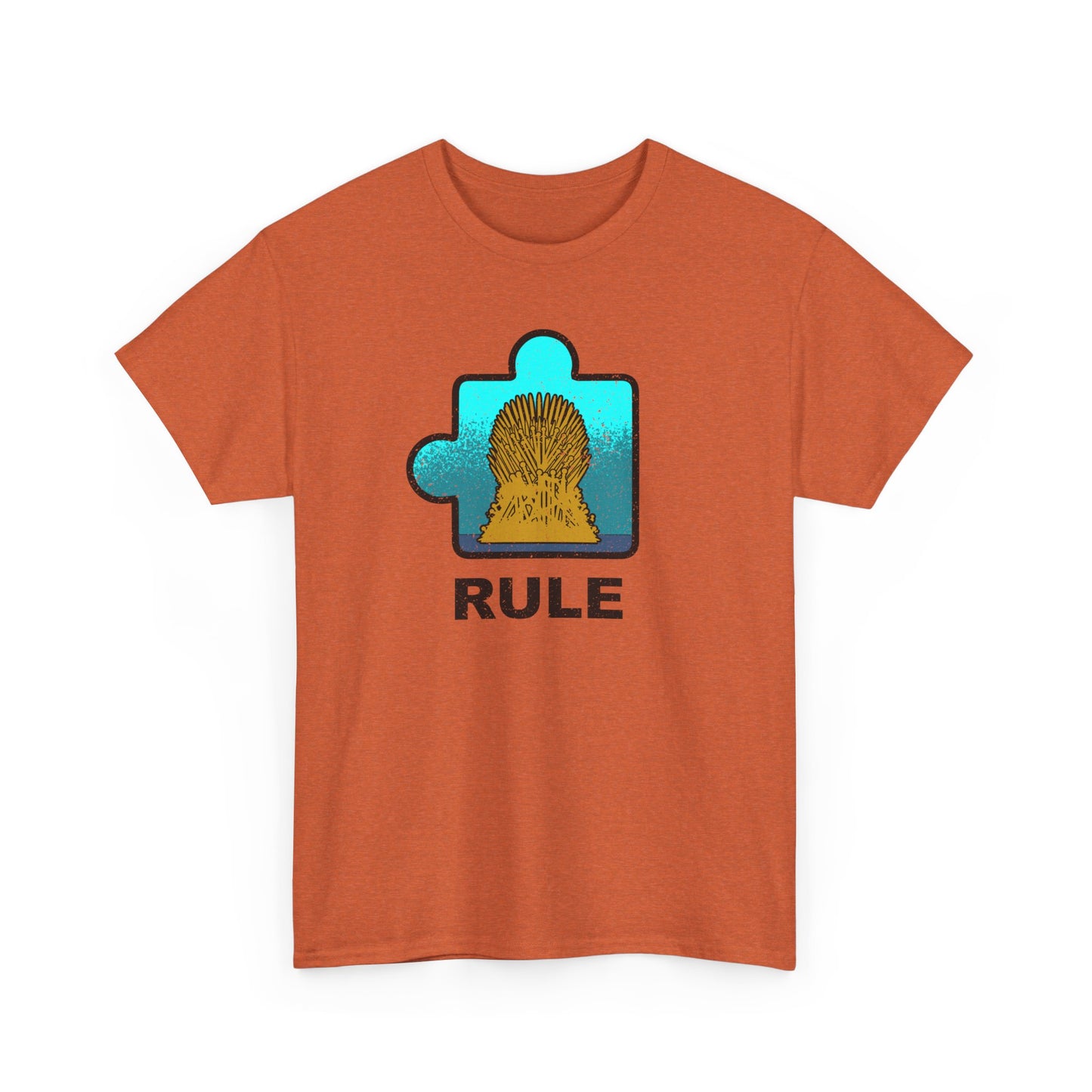 Throne Puzzle Piece T-Shirt – ‘Rule’ Graphic Tee – Unisex Heavy Cotton Shirt Distressed Style