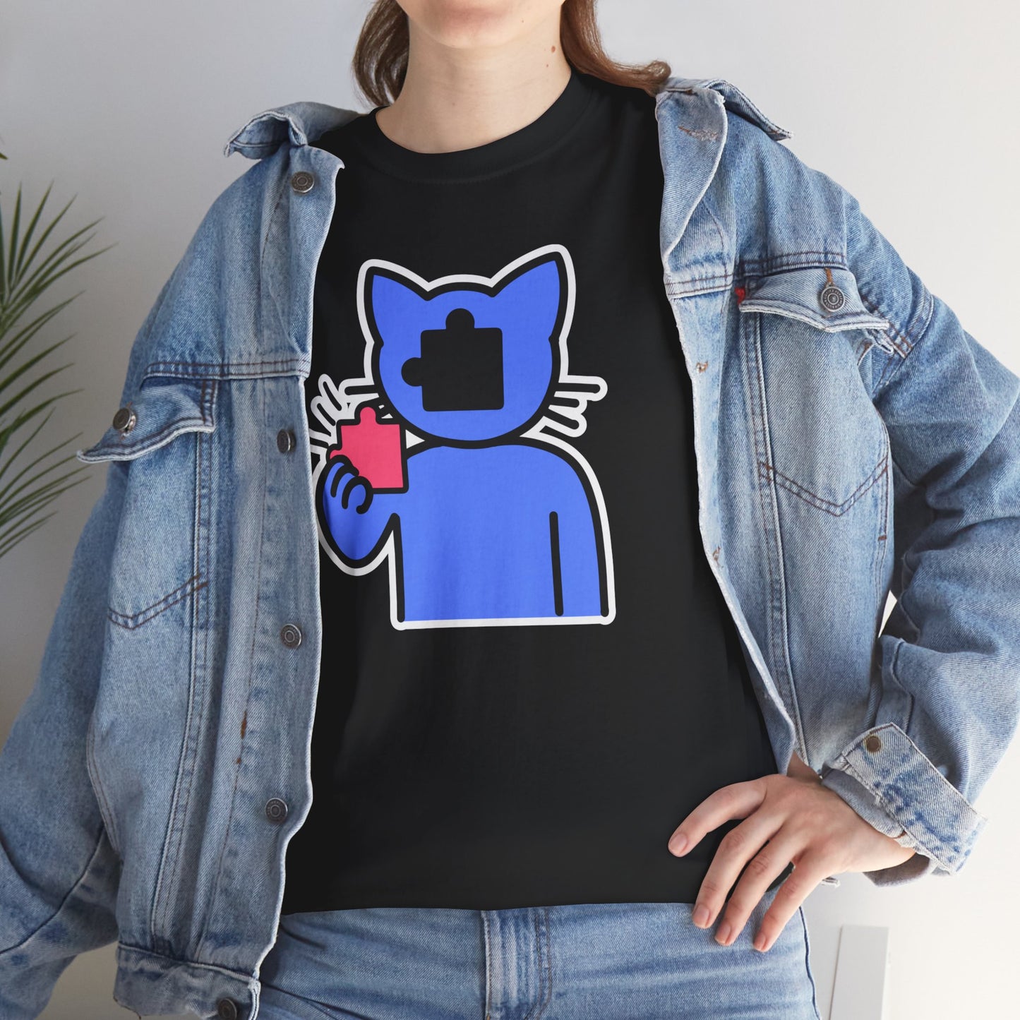 Cat Puzzle Piece T-Shirt – Life’s Journey Graphic Tee – Unisex Heavy Cotton Shirt – Find Your Missing Piece