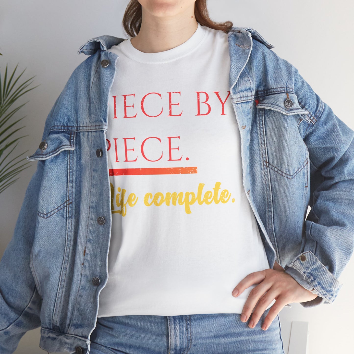 Piece by Piece Distressed T-Shirt – Life Complete Graphic Tee by Trash Cat Tee's