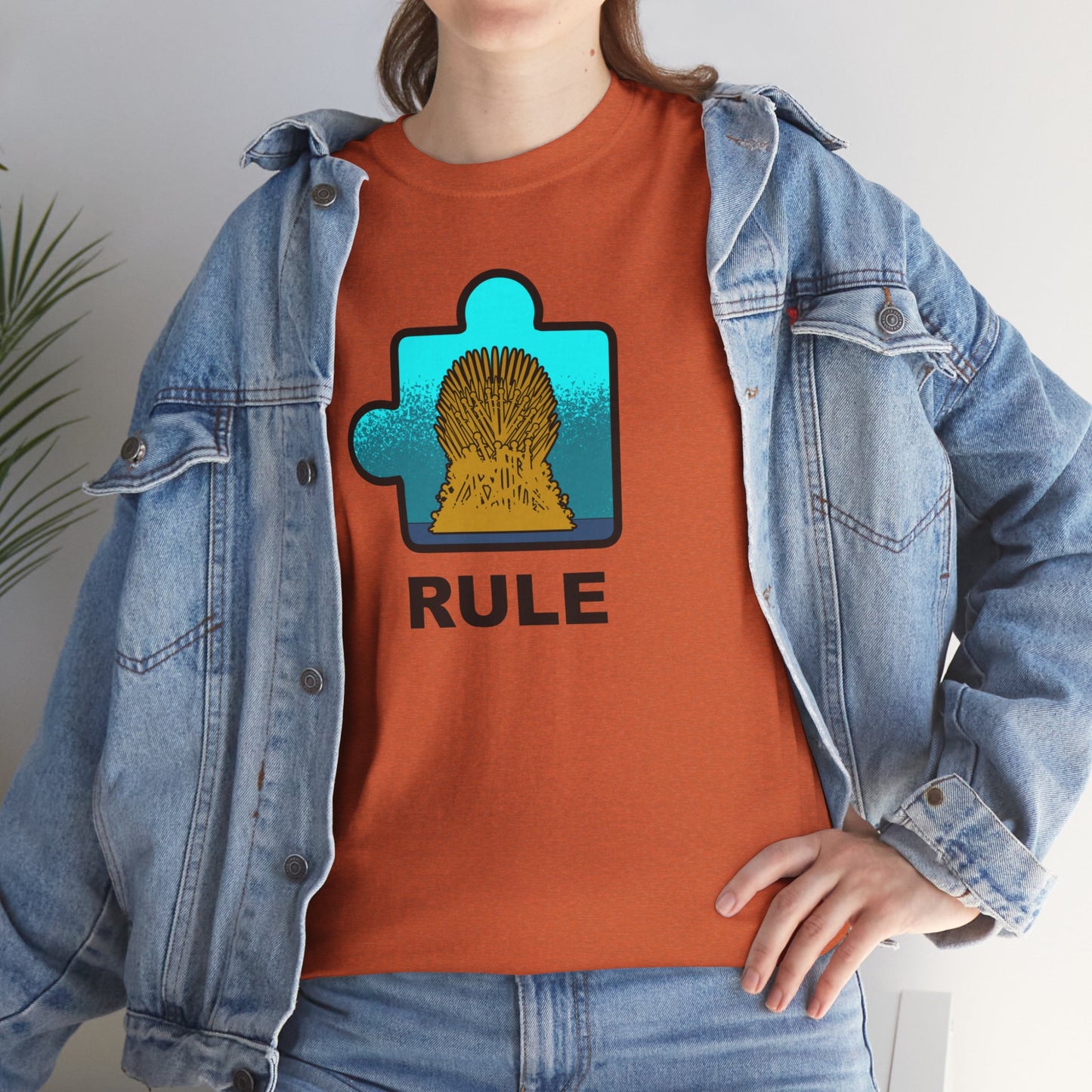 Throne Puzzle Piece T-Shirt – ‘Rule’ Graphic Tee – Unisex Heavy Cotton Shirt