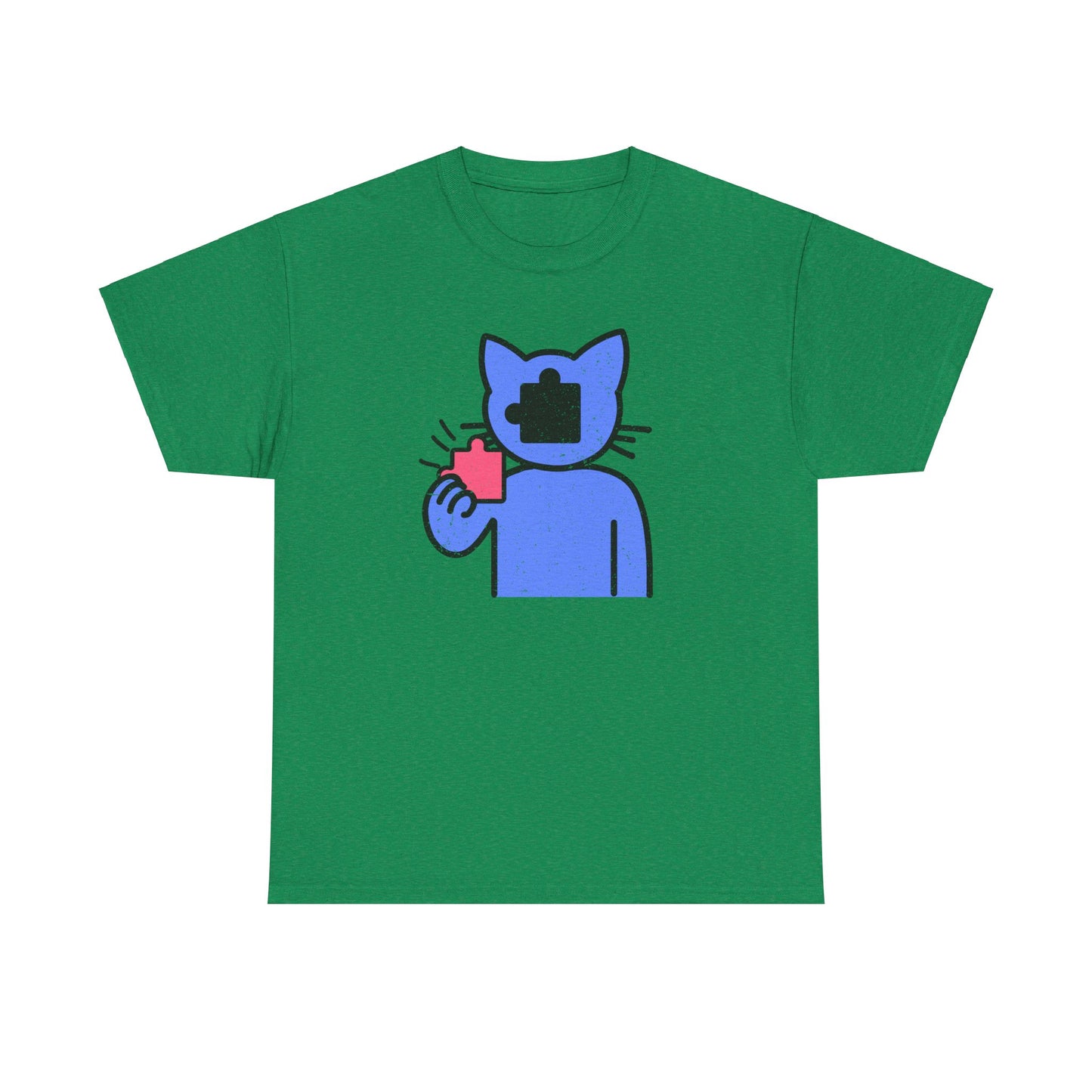 Cat Puzzle Piece T-Shirt – Life’s Epic Journey Distressed Graphic Tee – Unisex Heavy Cotton Shirt – Mix & Match to Create Your Own Unique Style