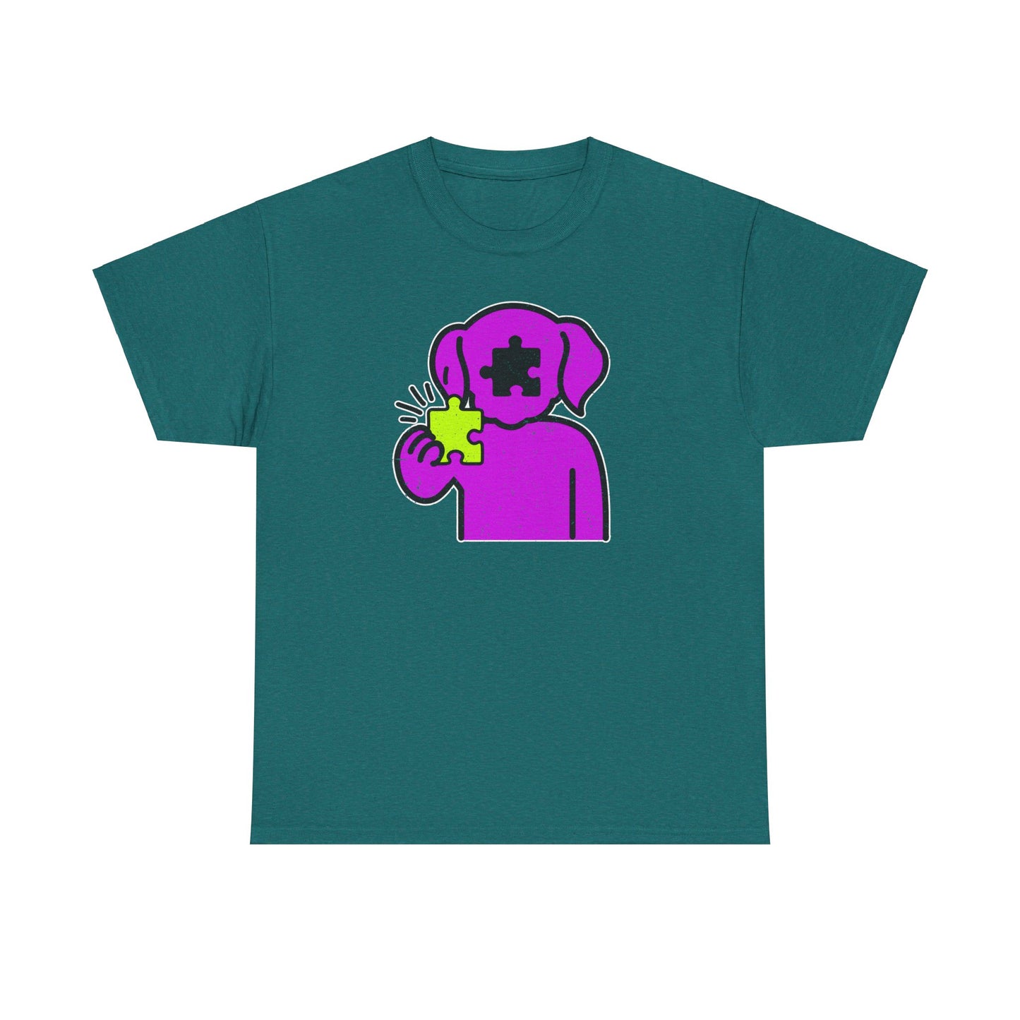 Dog Puzzle Piece T-Shirt – Life’s Epic Journey Distressed Graphic Tee – Unisex Heavy Cotton Shirt – Mix & Match to Create Your Own Unique Style