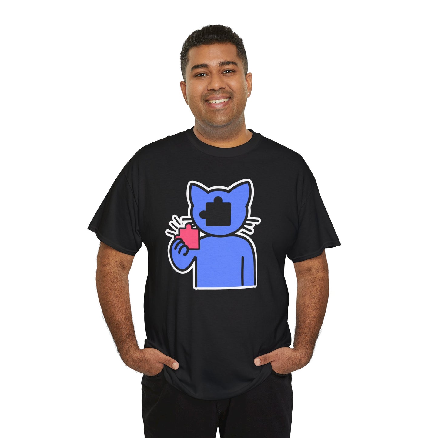 Cat Puzzle Piece T-Shirt – Life’s Journey Graphic Tee – Unisex Heavy Cotton Shirt – Find Your Missing Piece