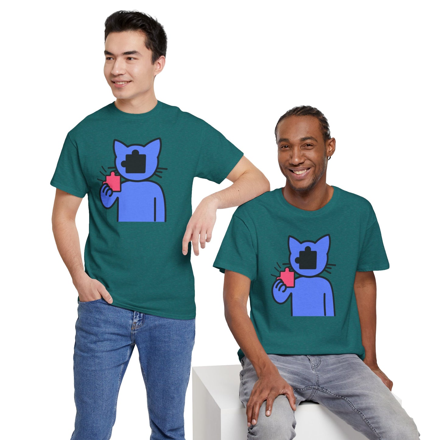 Cat Puzzle Piece T-Shirt – Life’s Journey Graphic Tee – Unisex Heavy Cotton Shirt – Find Your Missing Piece