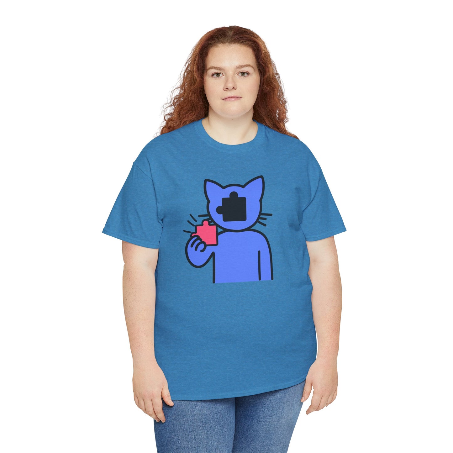 Cat Puzzle Piece T-Shirt – Life’s Journey Graphic Tee – Unisex Heavy Cotton Shirt – Find Your Missing Piece