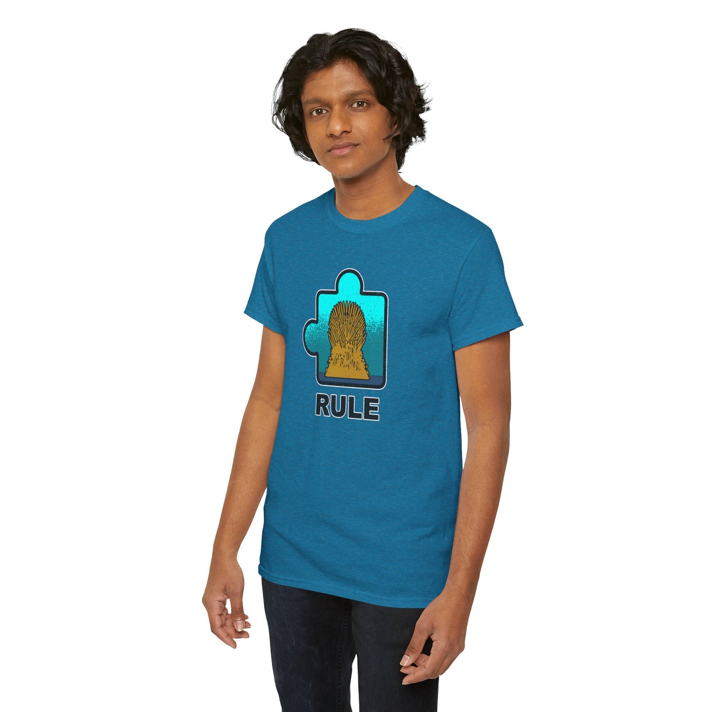 Throne Puzzle Piece T-Shirt – ‘Rule’ Graphic Tee – Unisex Heavy Cotton Shirt Distressed Style