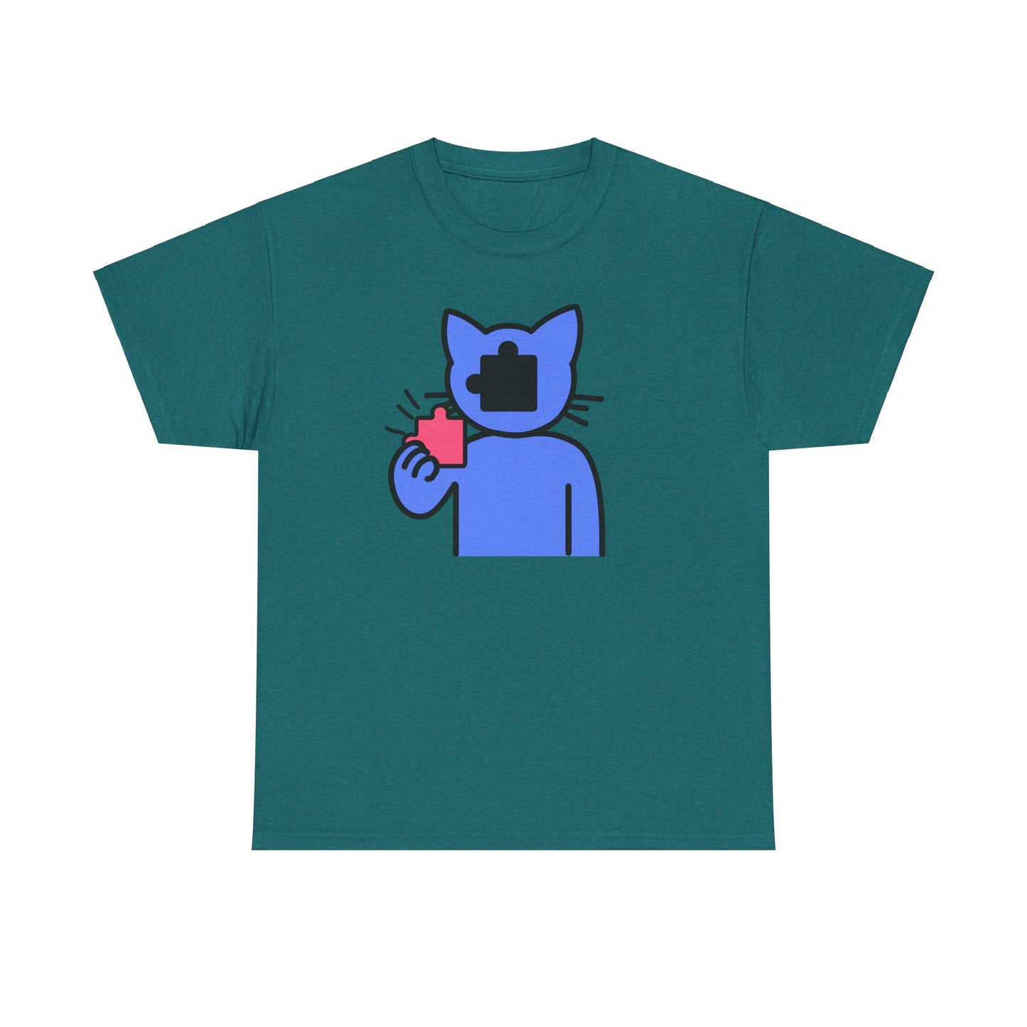 Cat Puzzle Piece T-Shirt – Life’s Journey Graphic Tee – Unisex Heavy Cotton Shirt – Find Your Missing Piece