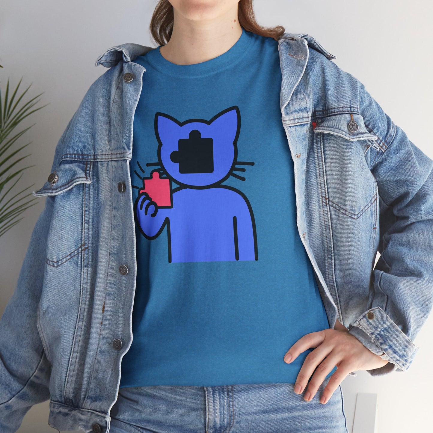 Cat Puzzle Piece T-Shirt – Life’s Journey Graphic Tee – Unisex Heavy Cotton Shirt – Find Your Missing Piece