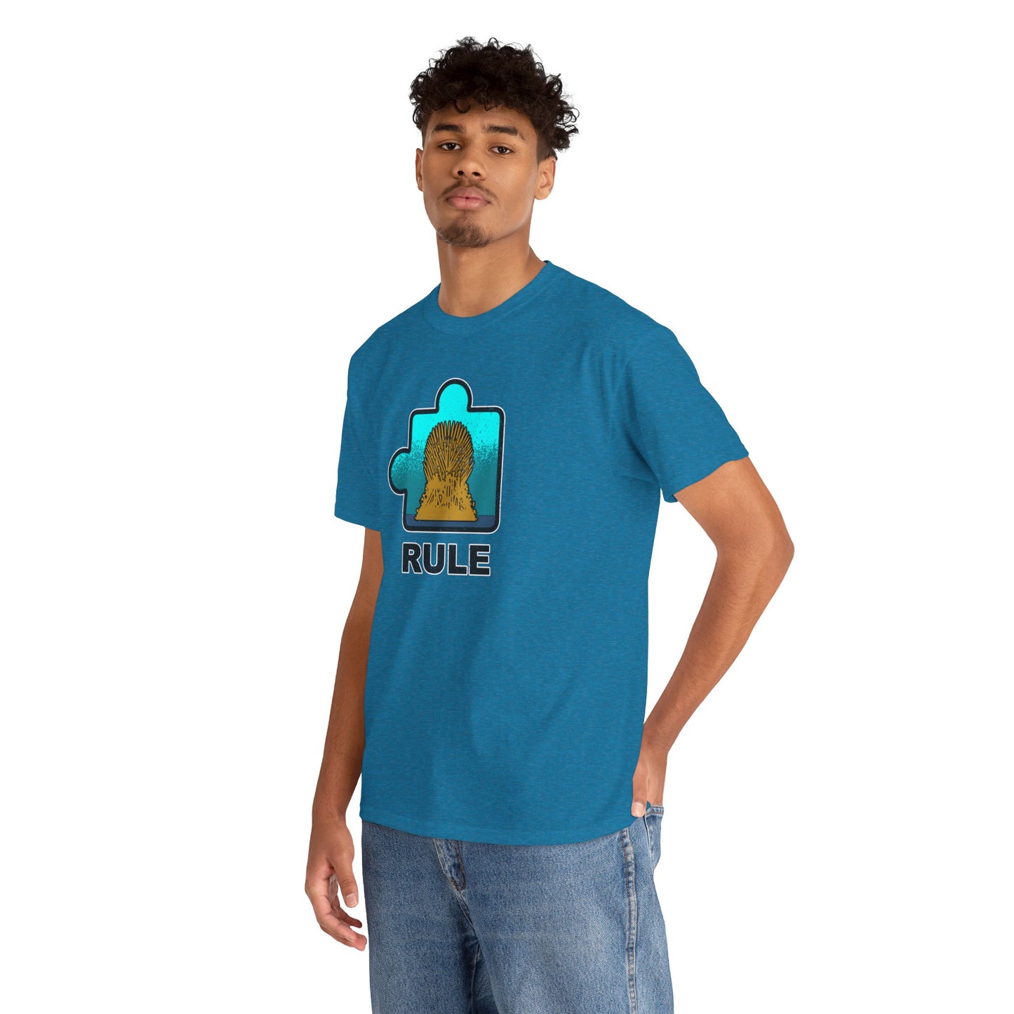 Throne Puzzle Piece T-Shirt – ‘Rule’ Graphic Tee – Unisex Heavy Cotton Shirt Distressed Style