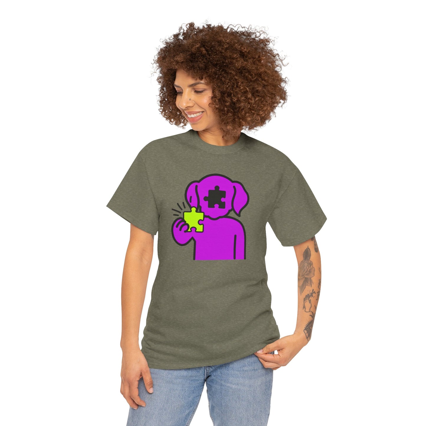 Dog Puzzle Piece T-Shirt – Life’s Journey Graphic Tee – Unisex Heavy Cotton Shirt – Find Your Missing Piece