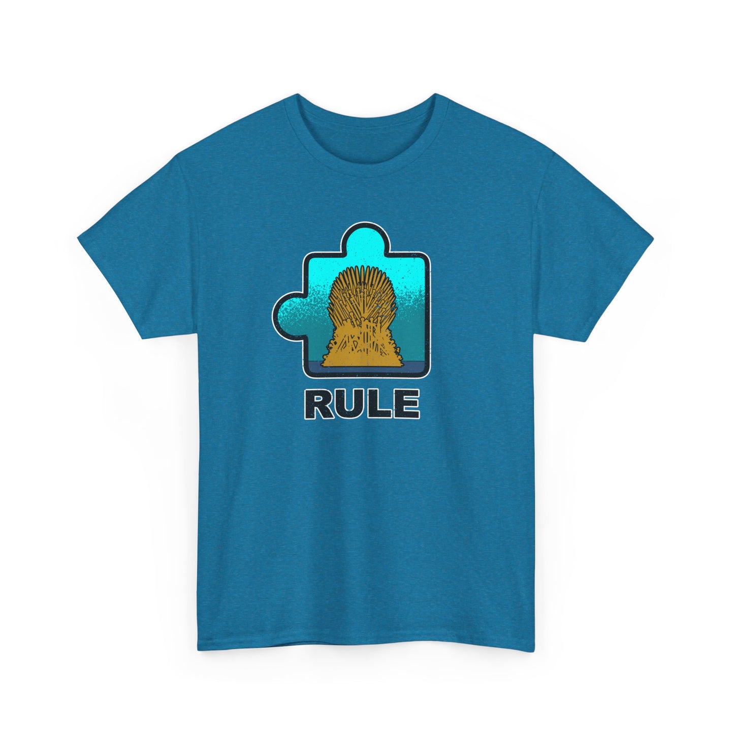 Throne Puzzle Piece T-Shirt – ‘Rule’ Graphic Tee – Unisex Heavy Cotton Shirt Distressed Style