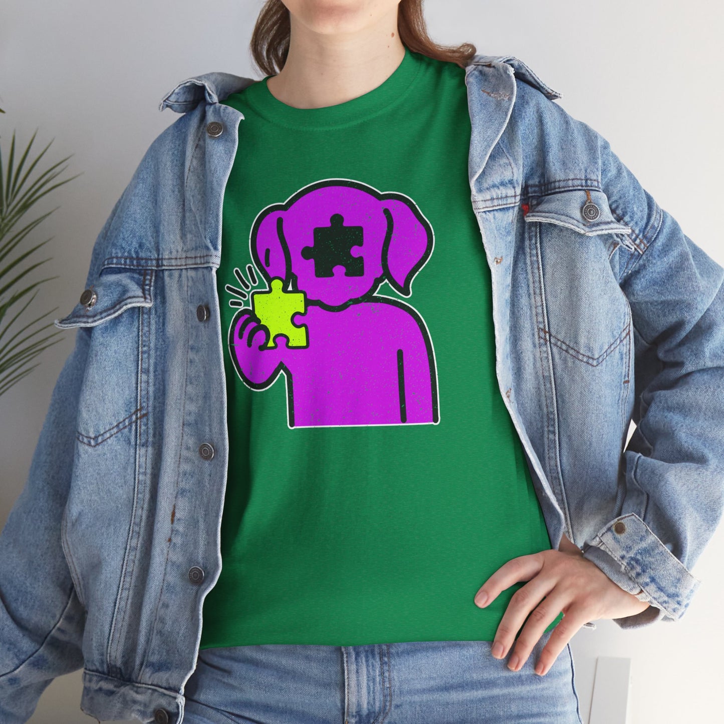 Dog Puzzle Piece T-Shirt – Life’s Epic Journey Distressed Graphic Tee – Unisex Heavy Cotton Shirt – Mix & Match to Create Your Own Unique Style