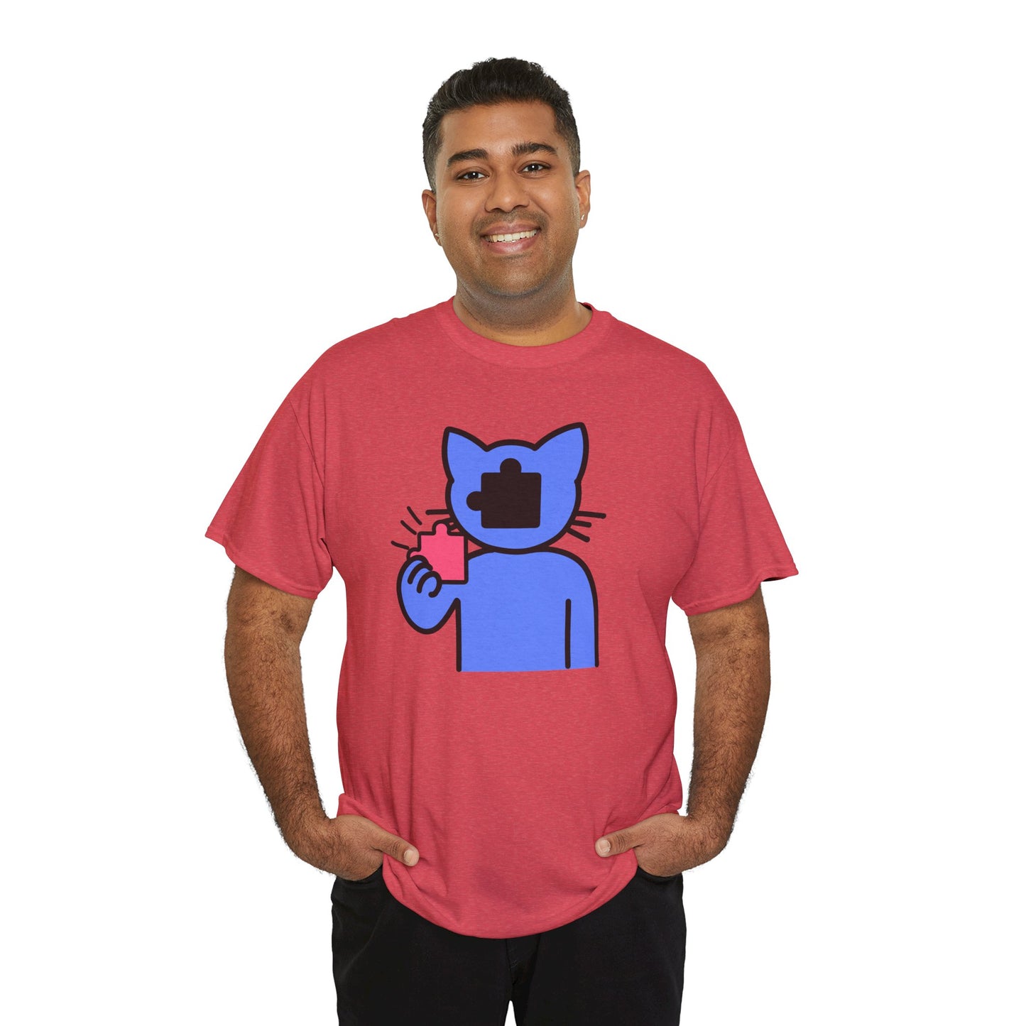 Cat Puzzle Piece T-Shirt – Life’s Journey Graphic Tee – Unisex Heavy Cotton Shirt – Find Your Missing Piece