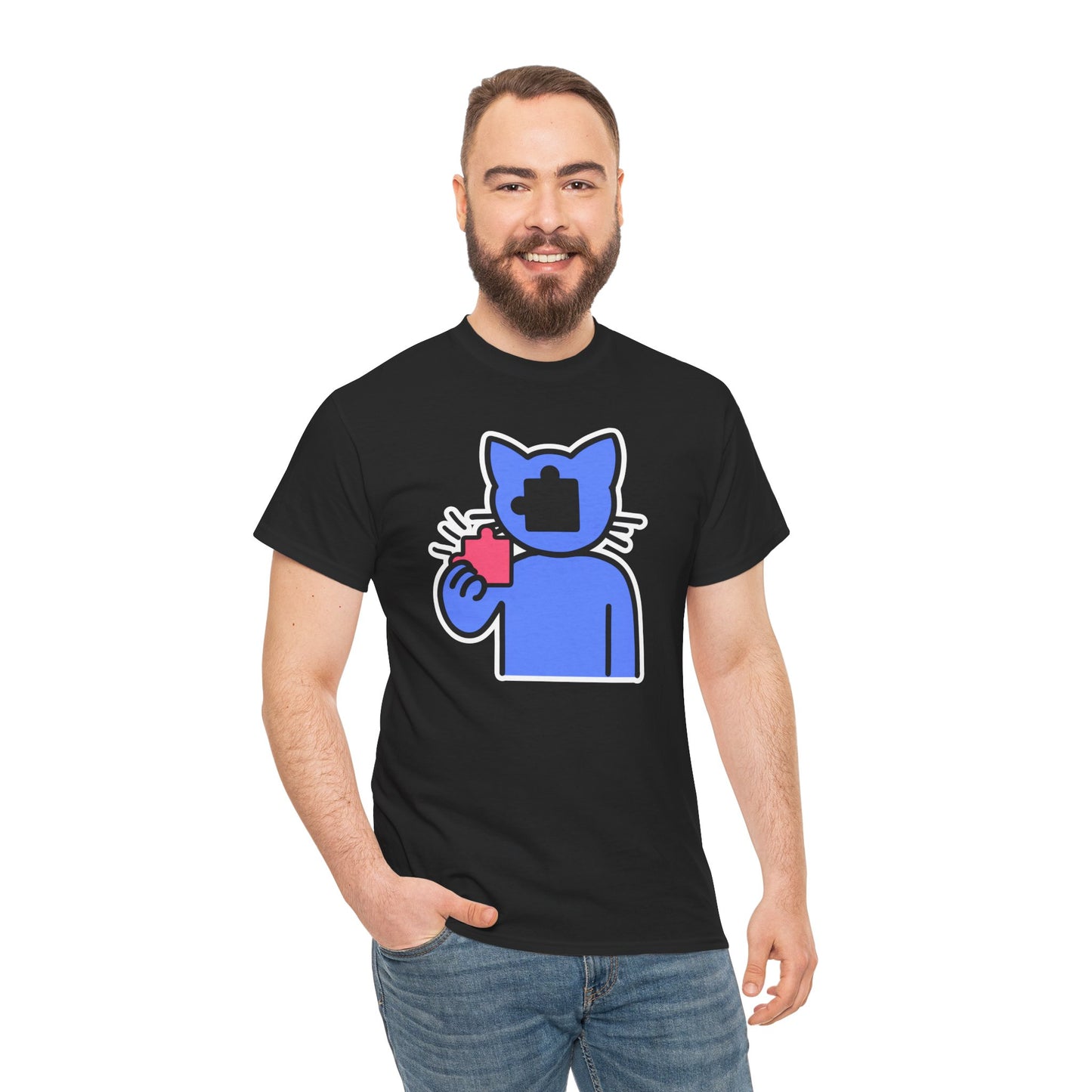 Cat Puzzle Piece T-Shirt – Life’s Journey Graphic Tee – Unisex Heavy Cotton Shirt – Find Your Missing Piece