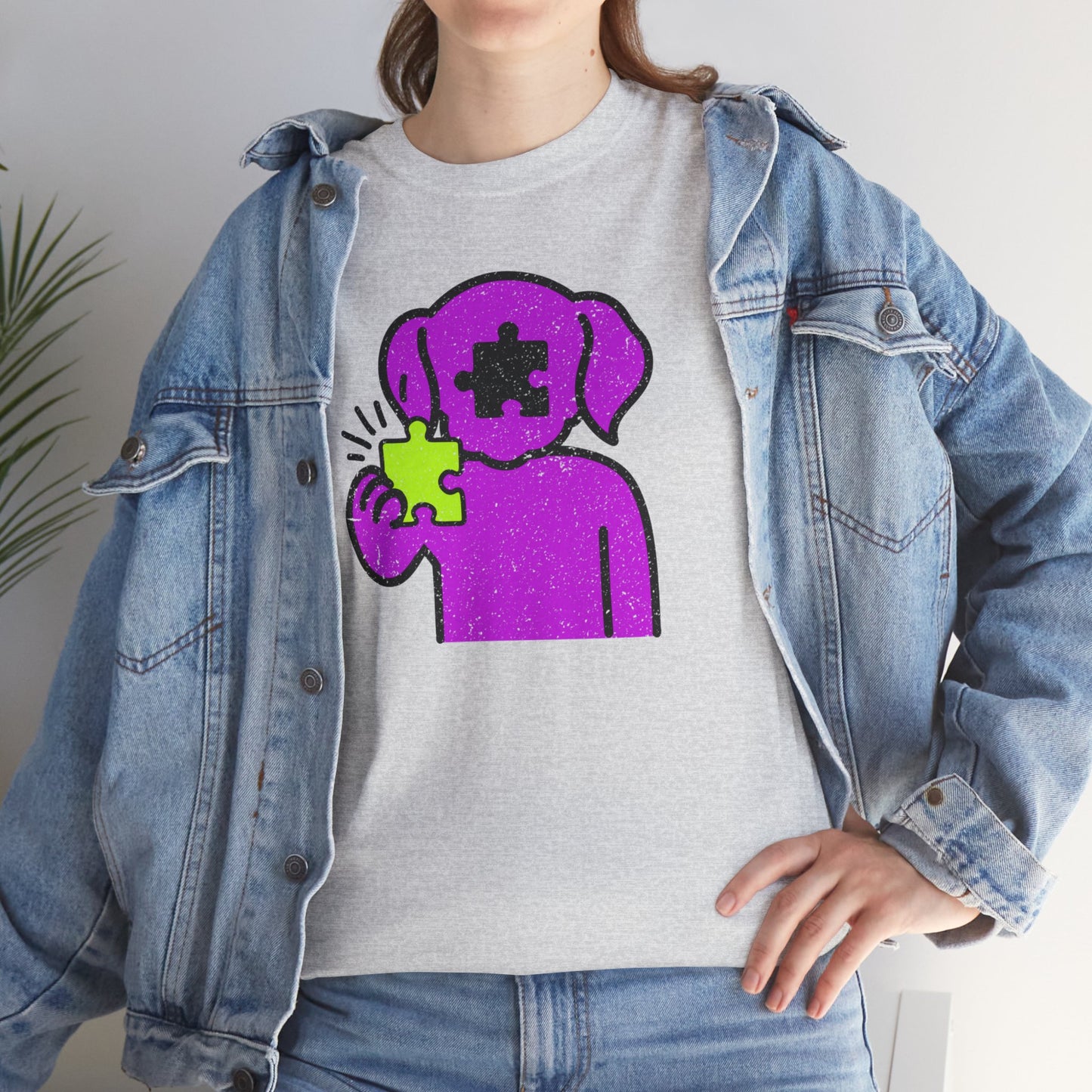 Dog Puzzle Piece T-Shirt – Life’s Epic Journey Distressed Graphic Tee – Unisex Heavy Cotton Shirt – Mix & Match to Create Your Own Unique Style