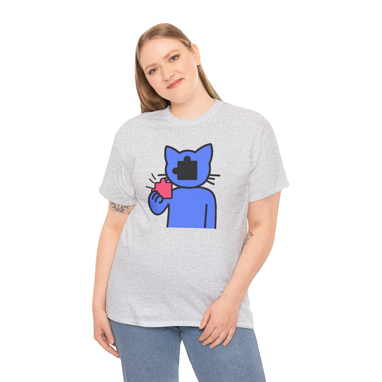 Cat Puzzle Piece T-Shirt – Life’s Journey Graphic Tee – Unisex Heavy Cotton Shirt – Find Your Missing Piece