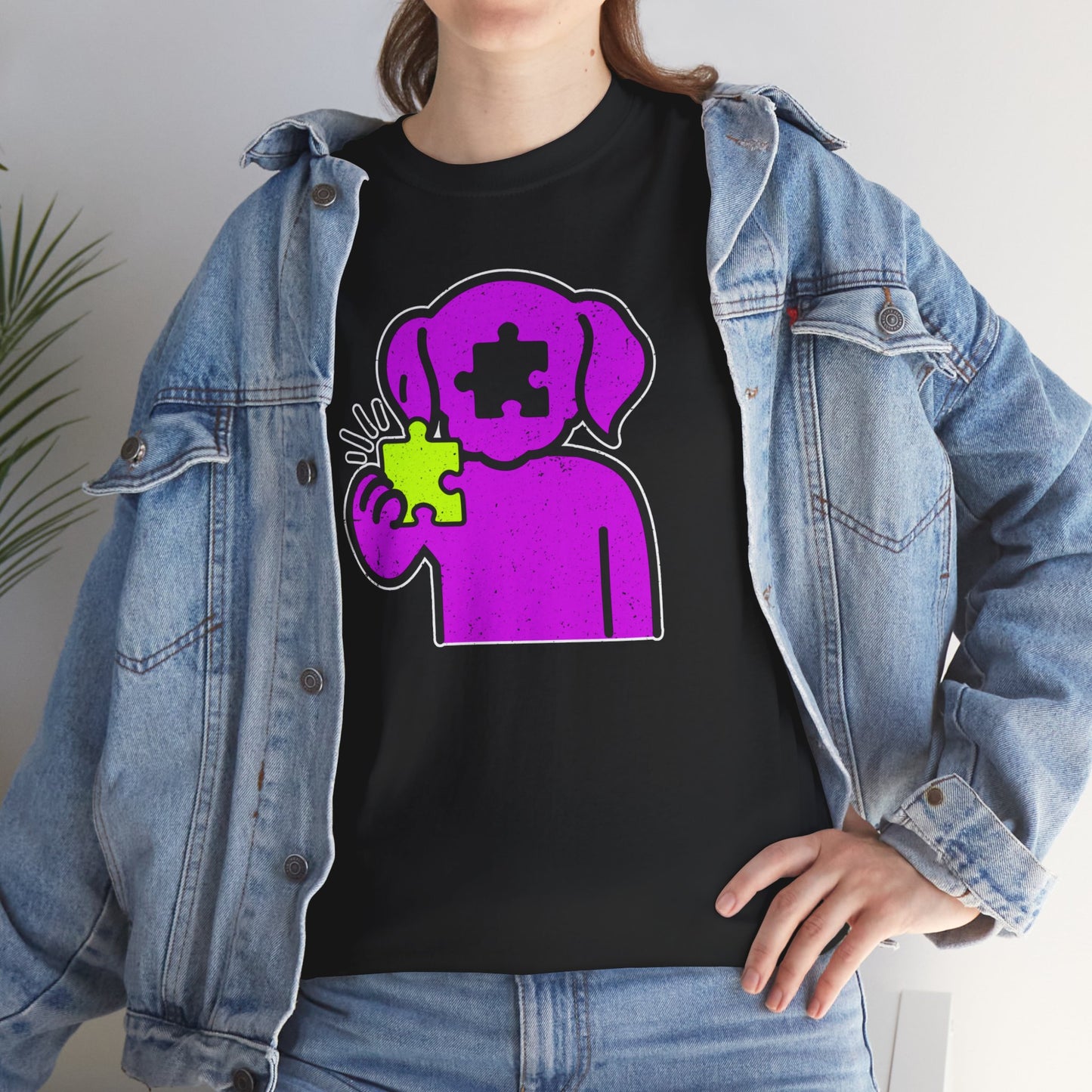 Dog Puzzle Piece T-Shirt – Life’s Epic Journey Distressed Graphic Tee – Unisex Heavy Cotton Shirt – Mix & Match to Create Your Own Unique Style