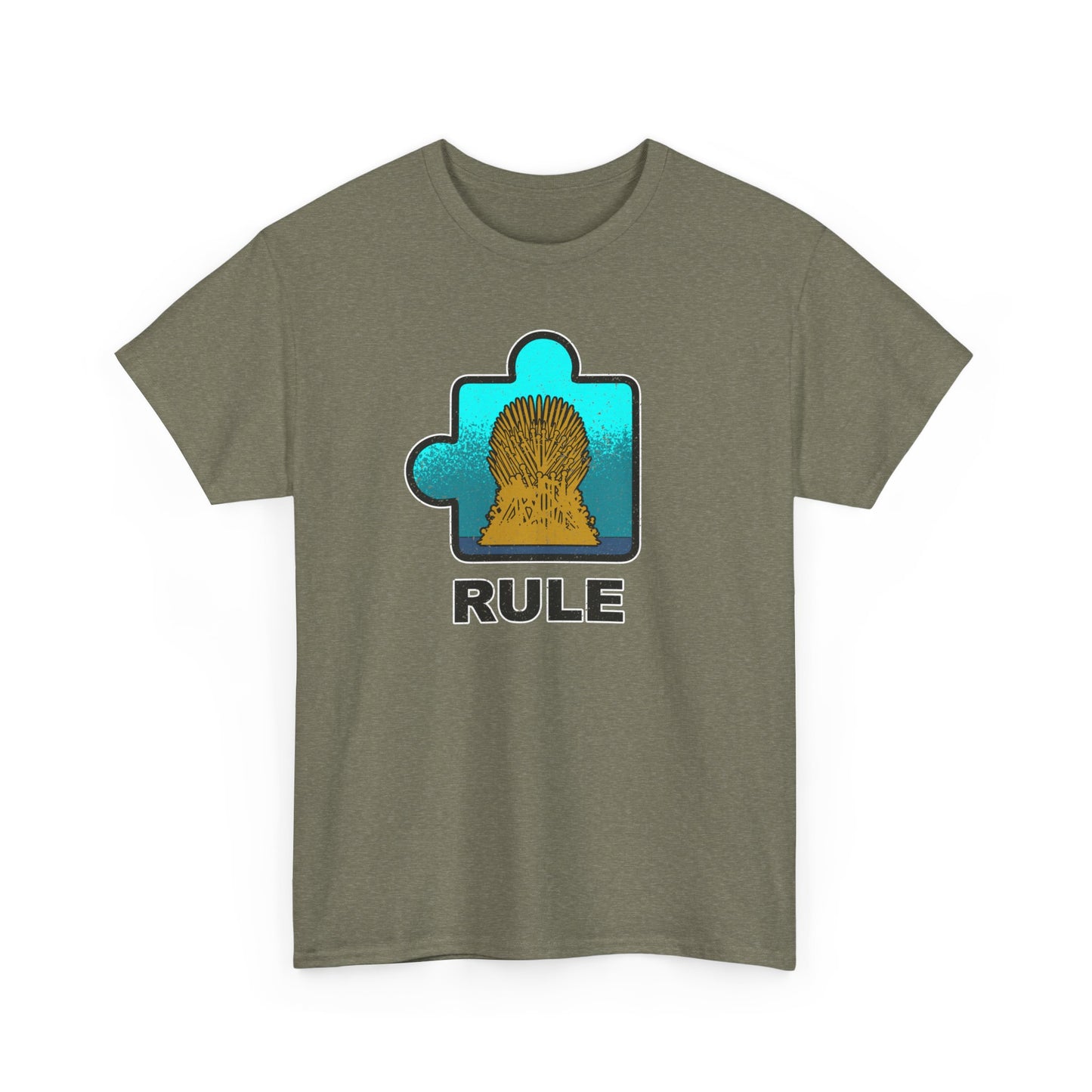 Throne Puzzle Piece T-Shirt – ‘Rule’ Graphic Tee – Unisex Heavy Cotton Shirt Distressed Style