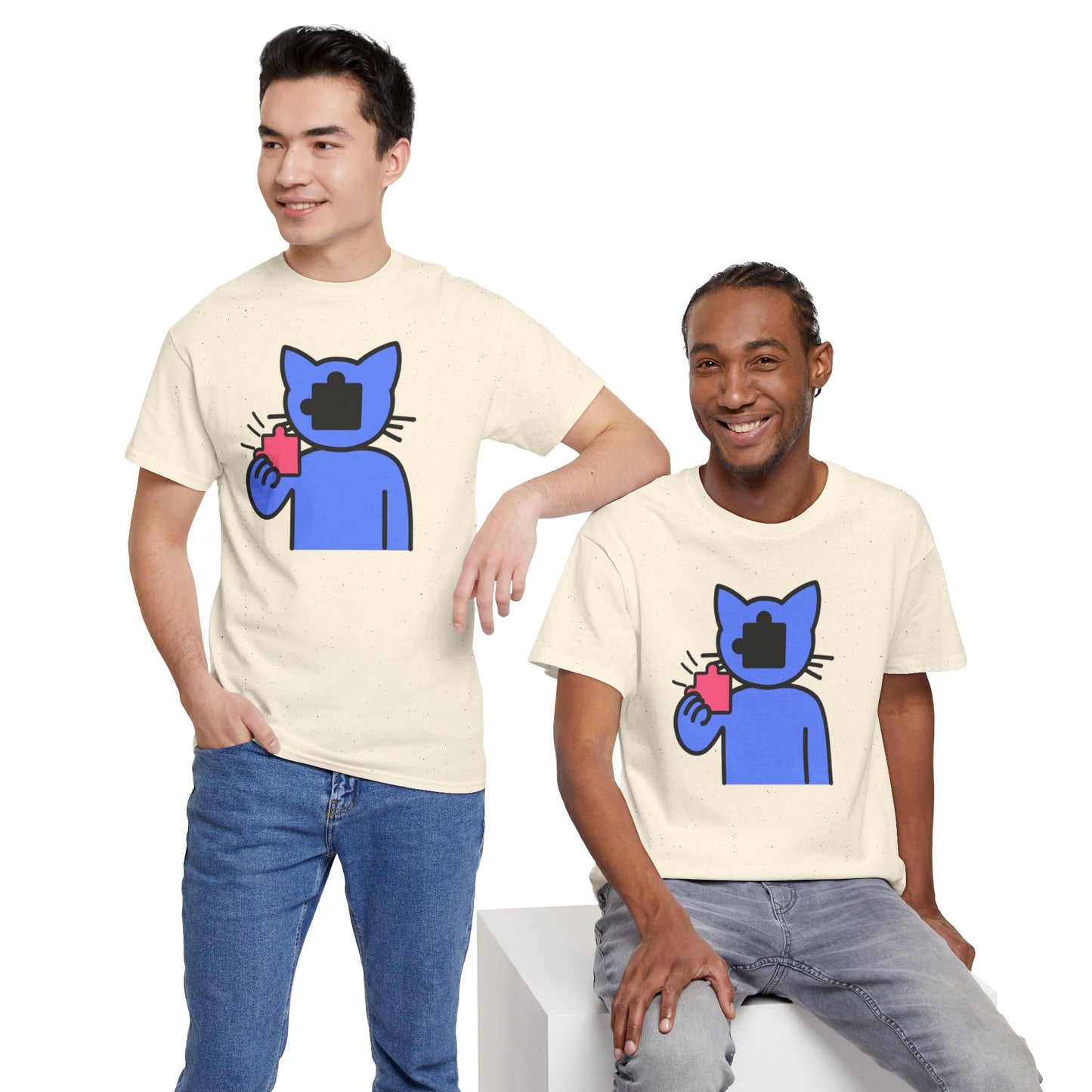 Cat Puzzle Piece T-Shirt – Life’s Journey Graphic Tee – Unisex Heavy Cotton Shirt – Find Your Missing Piece