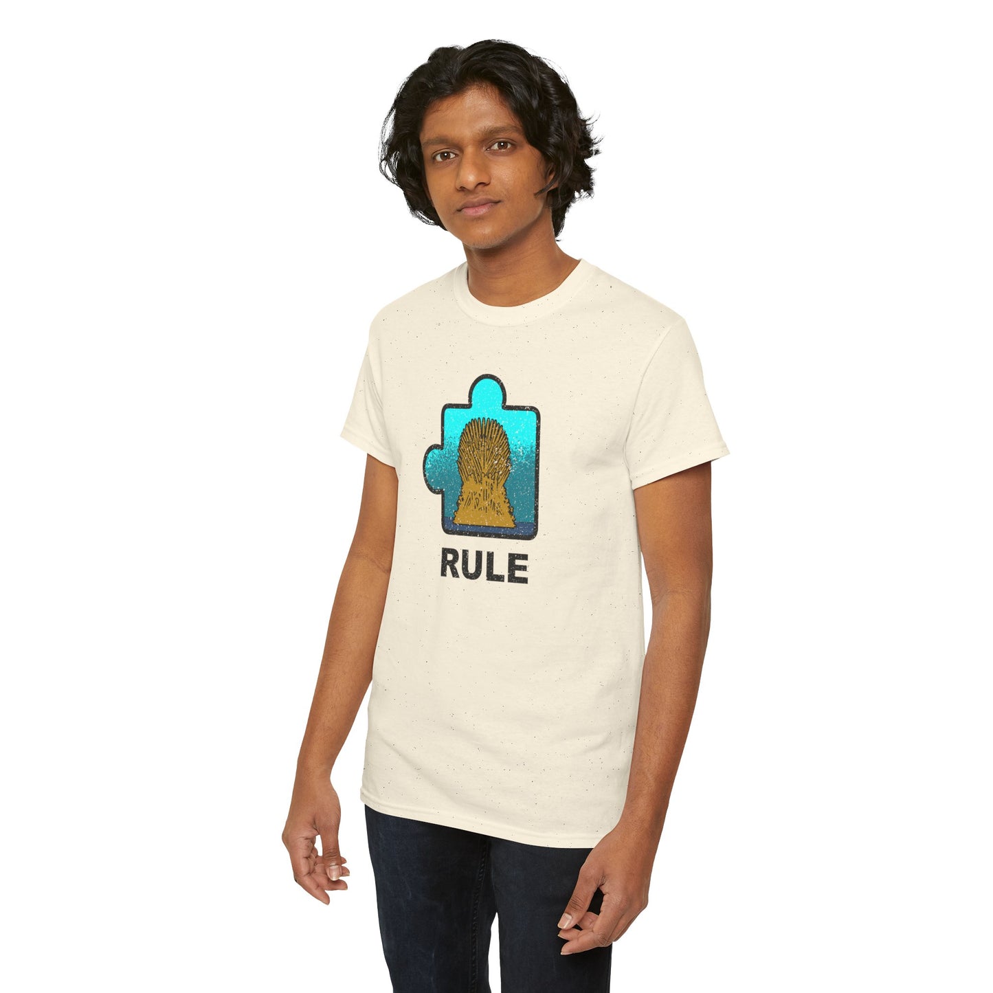 Throne Puzzle Piece T-Shirt – ‘Rule’ Graphic Tee – Unisex Heavy Cotton Shirt Distressed Style