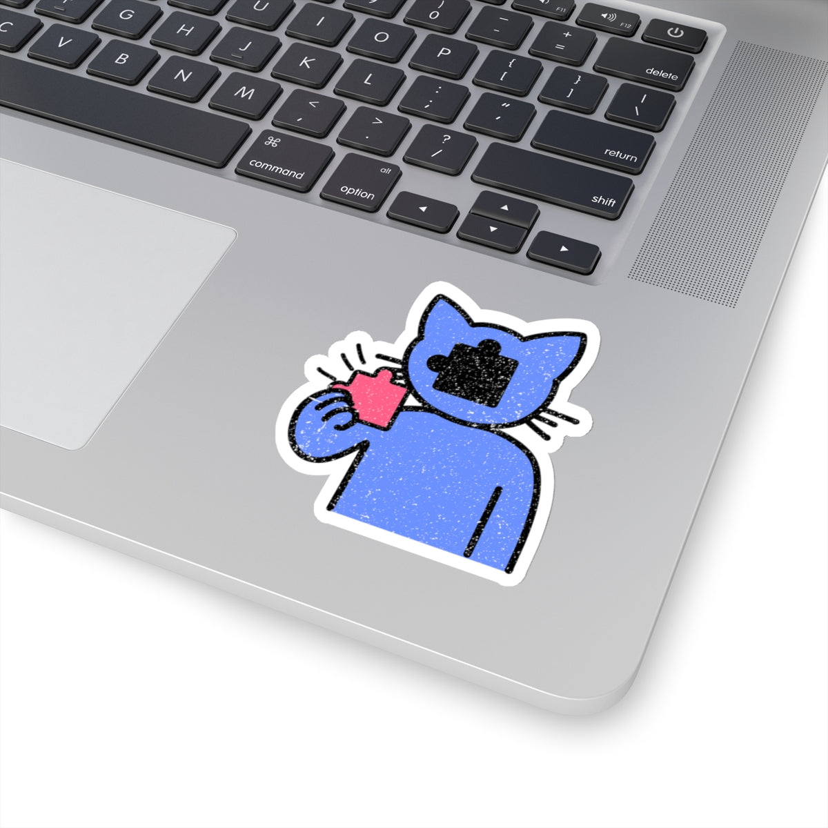 Cat & Puzzle Piece Kiss-Cut Stickers – Distressed Style by Trash Cat Tee's