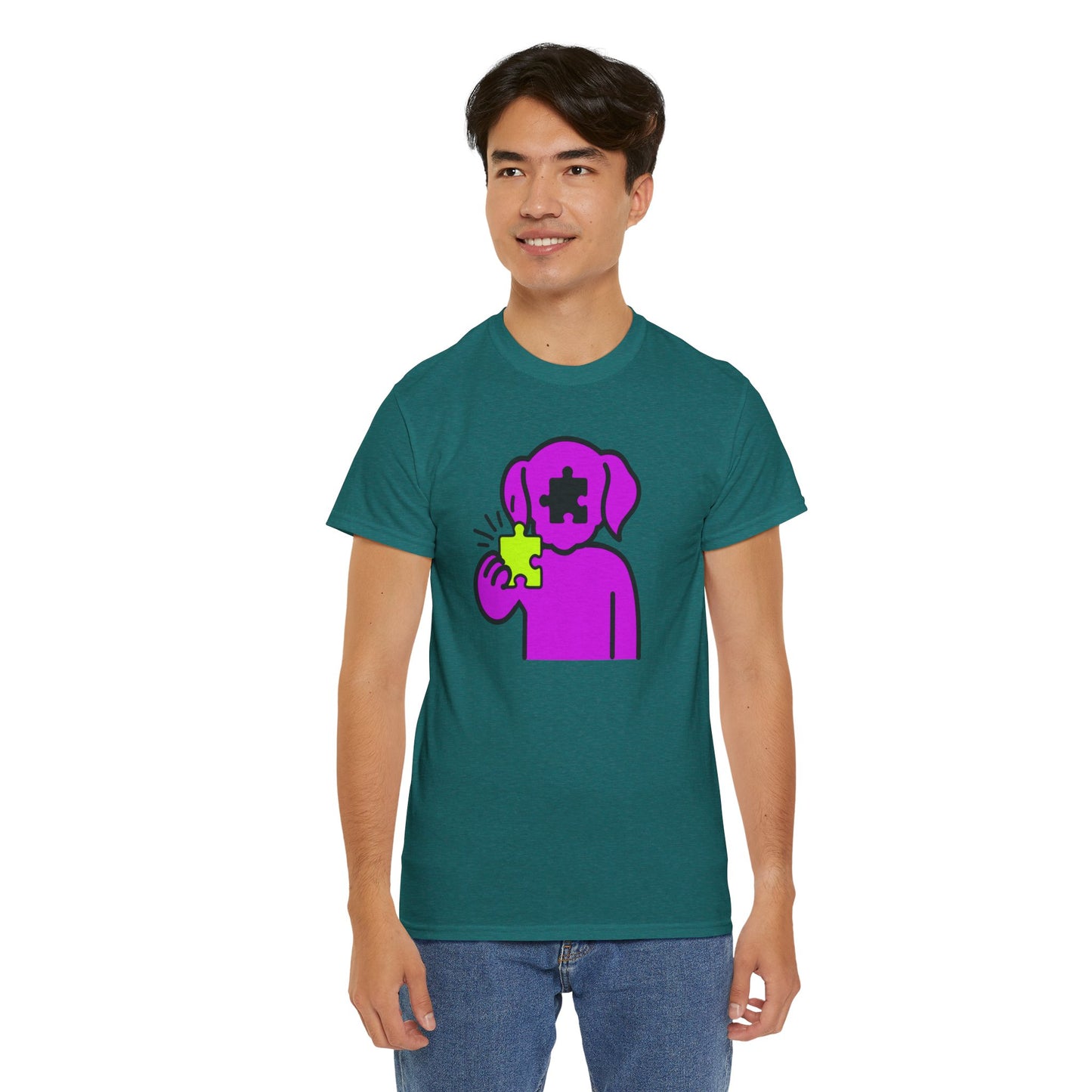 Dog Puzzle Piece T-Shirt – Life’s Journey Graphic Tee – Unisex Heavy Cotton Shirt – Find Your Missing Piece