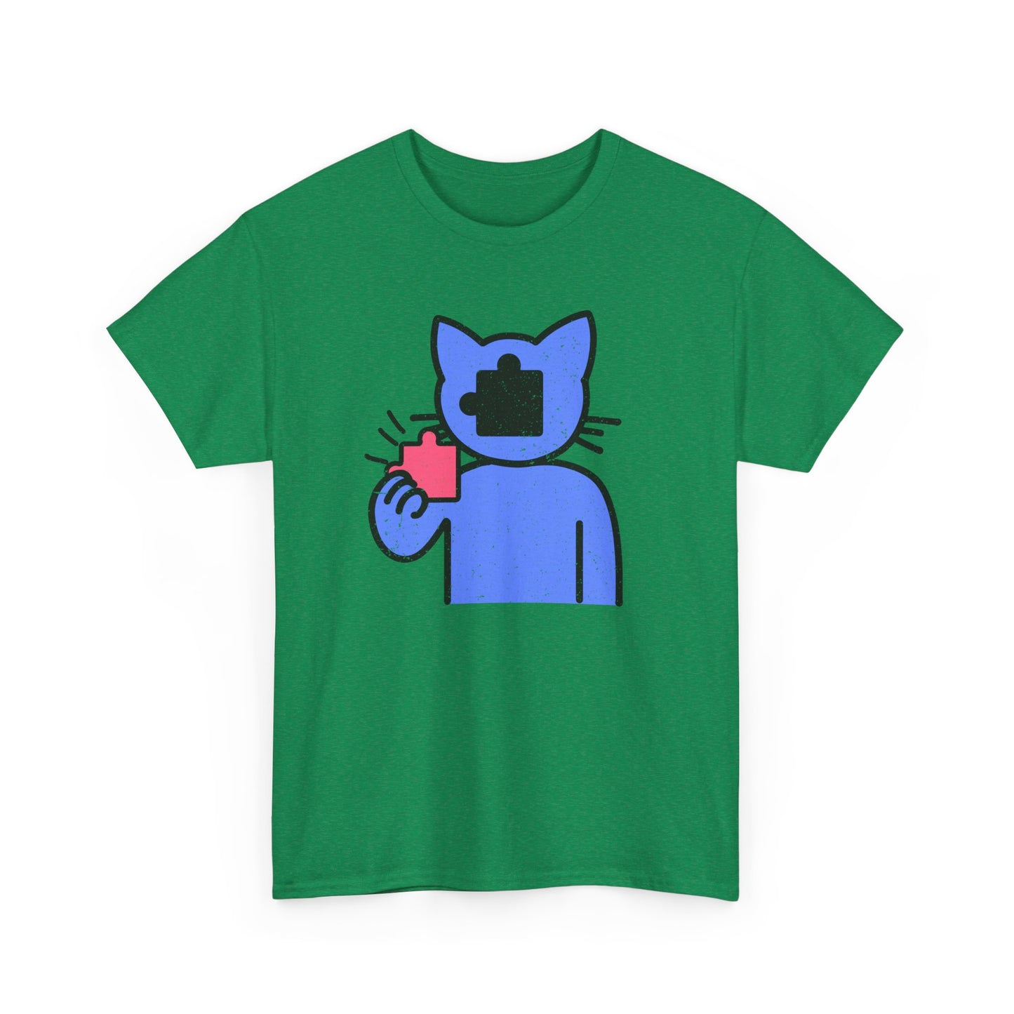 Cat Puzzle Piece T-Shirt – Life’s Epic Journey Distressed Graphic Tee – Unisex Heavy Cotton Shirt – Mix & Match to Create Your Own Unique Style