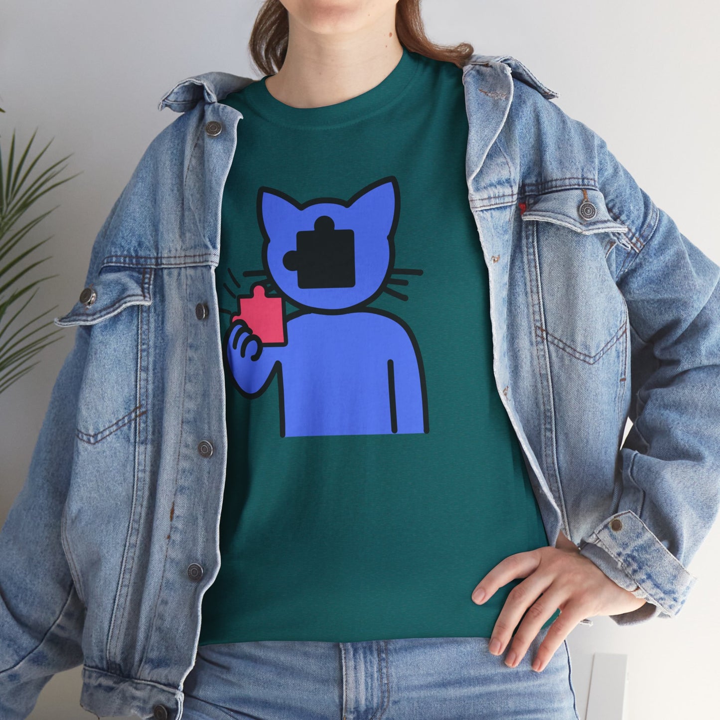 Cat Puzzle Piece T-Shirt – Life’s Journey Graphic Tee – Unisex Heavy Cotton Shirt – Find Your Missing Piece