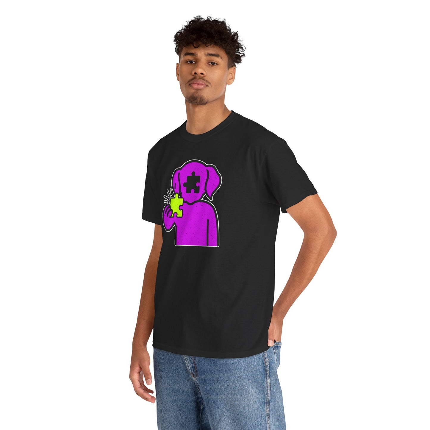 Dog Puzzle Piece T-Shirt – Life’s Epic Journey Distressed Graphic Tee – Unisex Heavy Cotton Shirt – Mix & Match to Create Your Own Unique Style