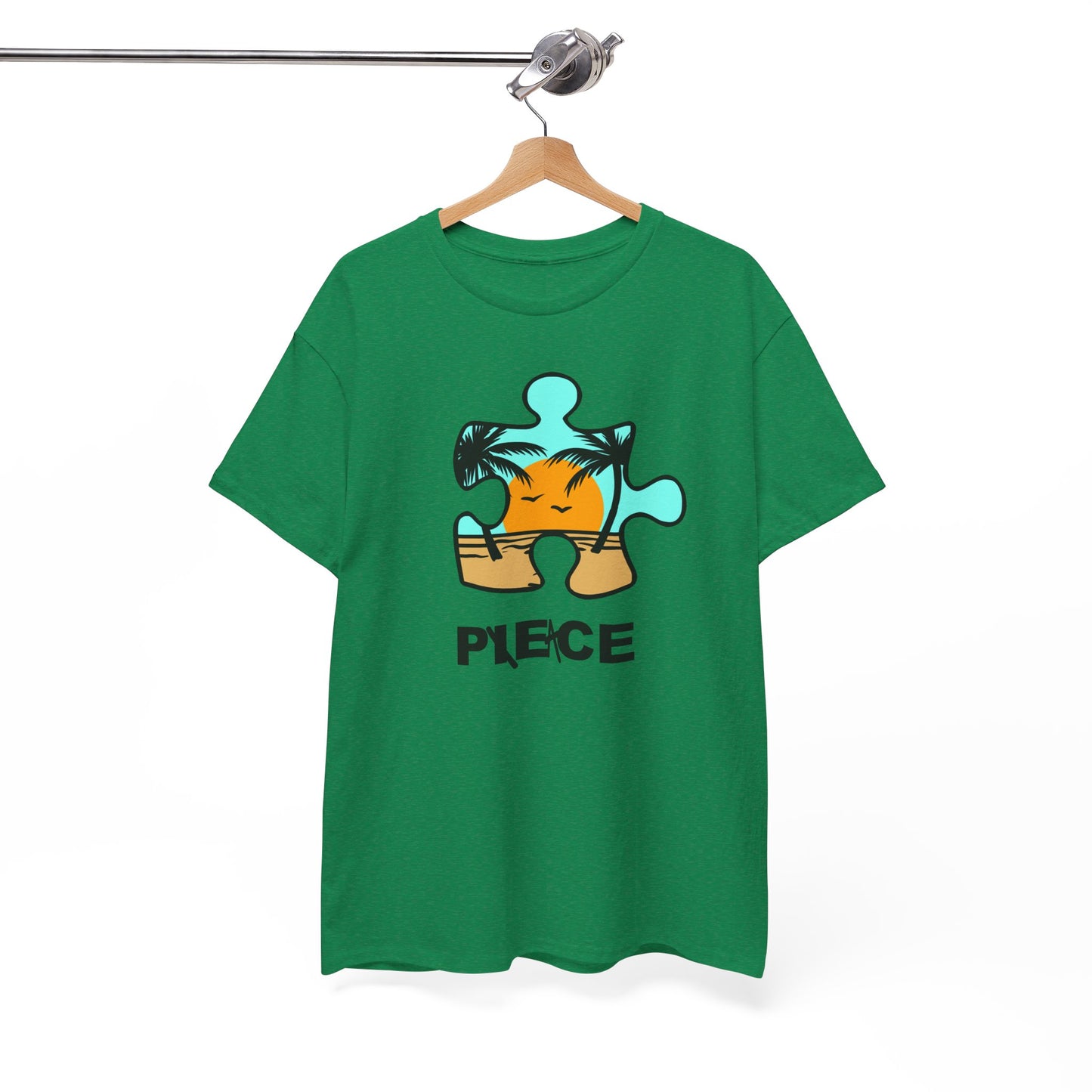 Peace Puzzle Piece T-Shirt – Clean Beach Graphic Tee – Unisex Heavy Cotton Shirt for Tranquil Vibes