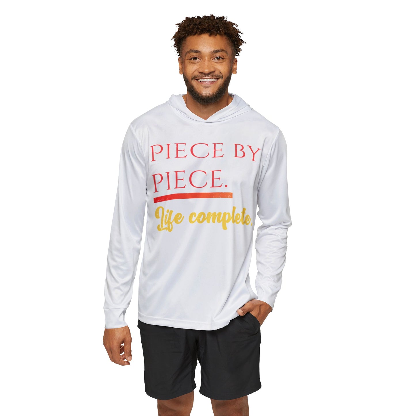 Men’s Sports Warmup Hoodie – Piece by Piece Distressed Athletic Hoodie by Trash Cat Tee's