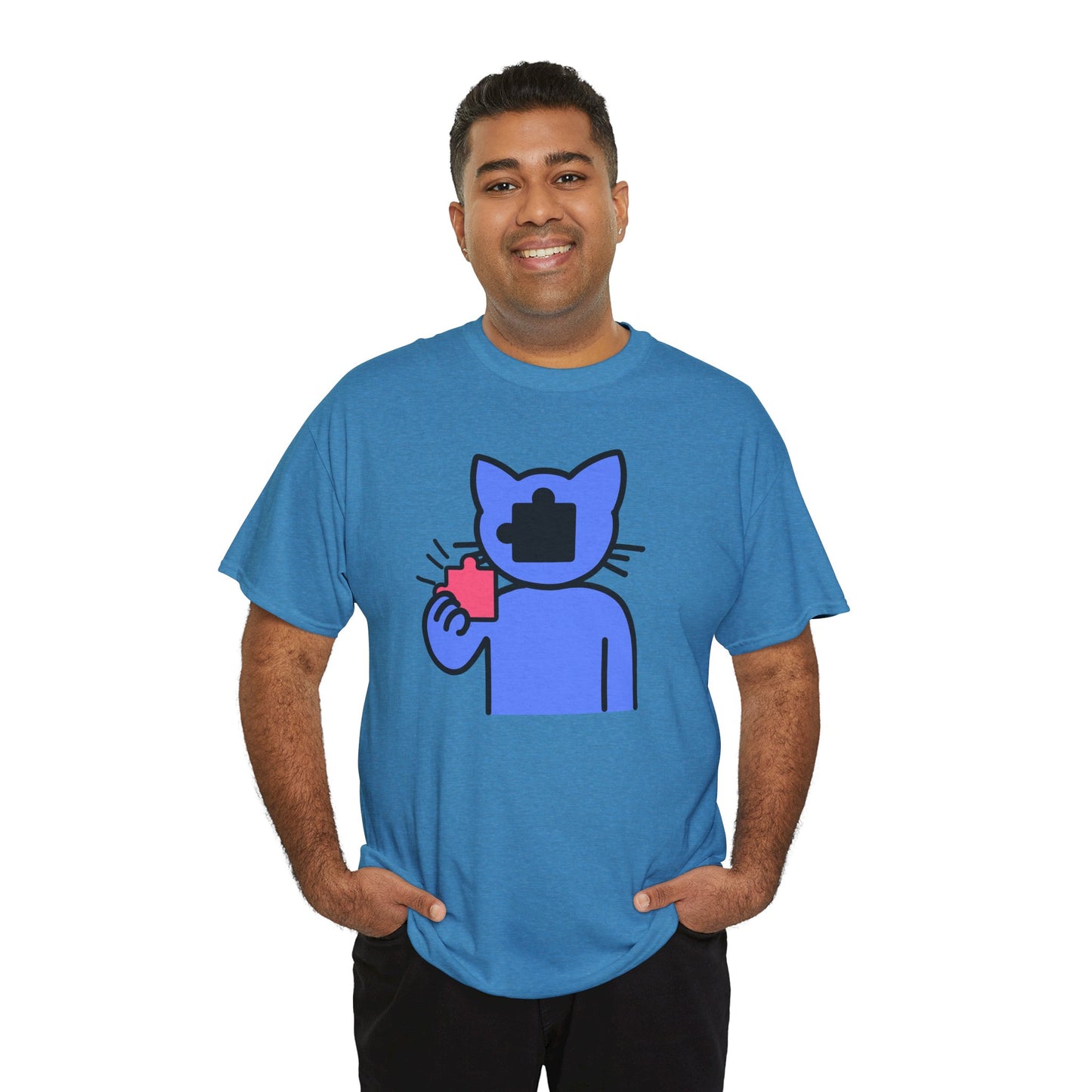 Cat Puzzle Piece T-Shirt – Life’s Journey Graphic Tee – Unisex Heavy Cotton Shirt – Find Your Missing Piece