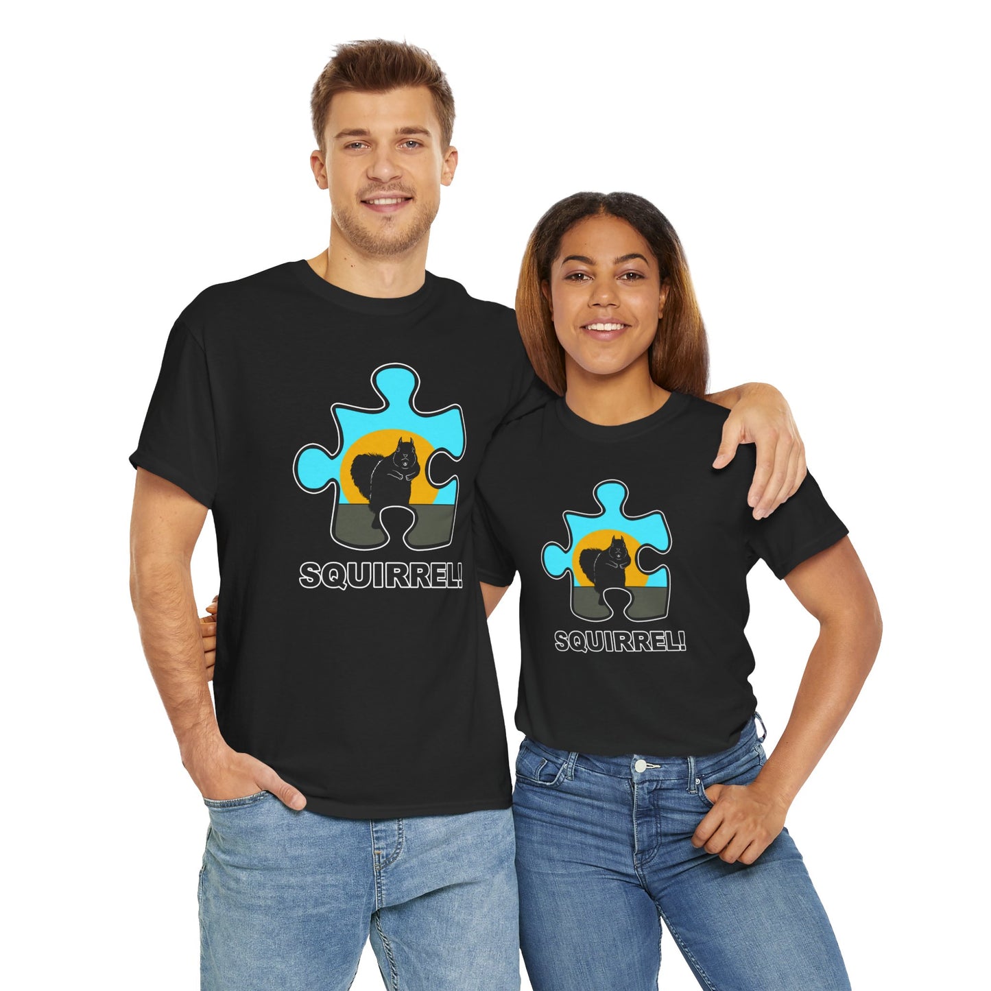 Squirrel Puzzle Piece T-Shirt – Fun Wildlife Graphic Tee – Unisex Heavy Cotton Shirt