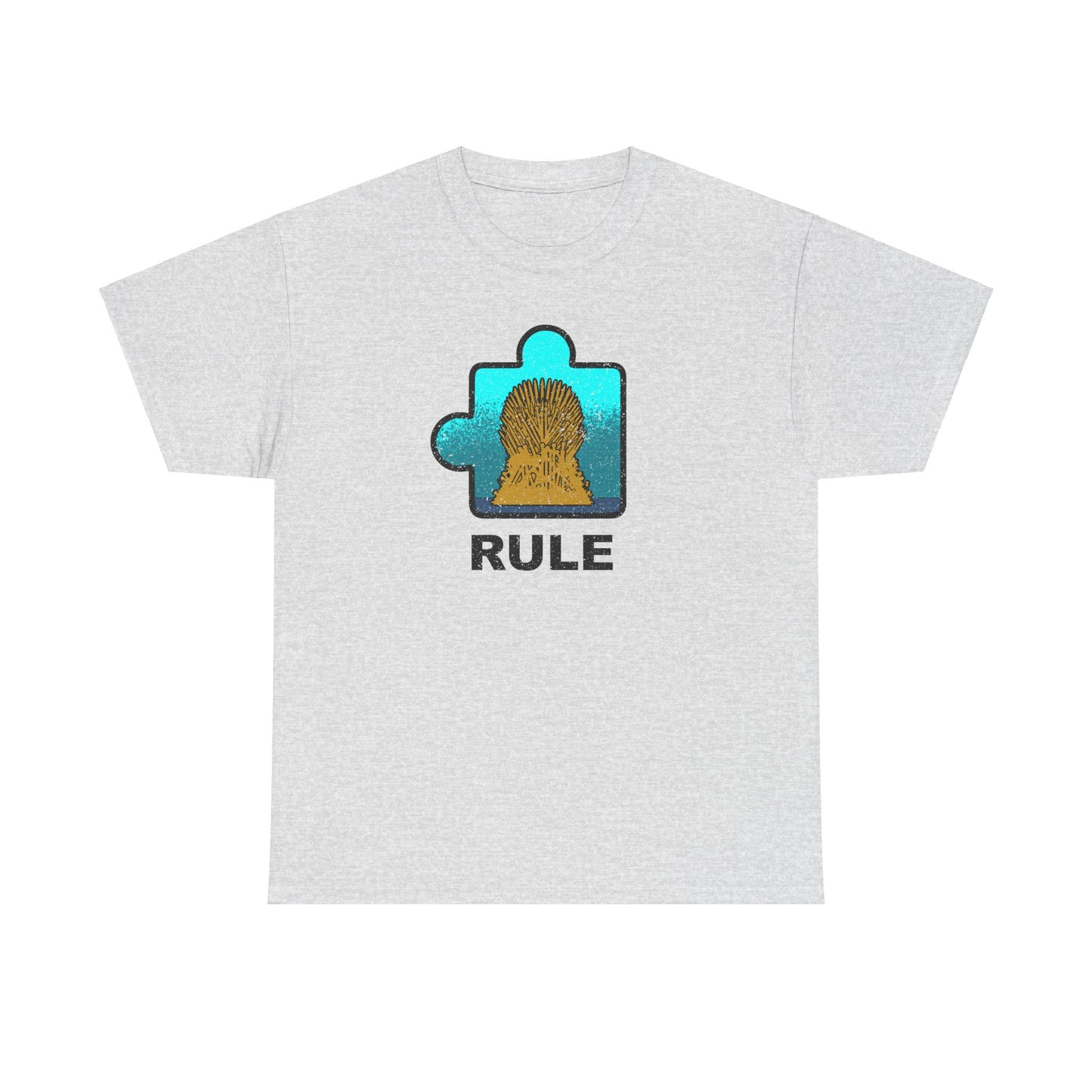 Throne Puzzle Piece T-Shirt – ‘Rule’ Graphic Tee – Unisex Heavy Cotton Shirt Distressed Style