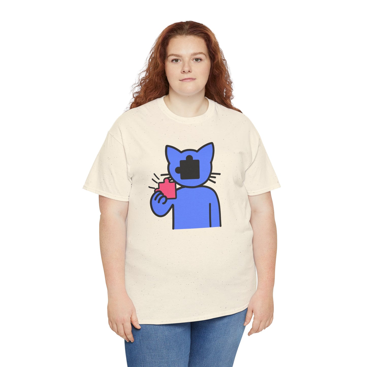 Cat Puzzle Piece T-Shirt – Life’s Journey Graphic Tee – Unisex Heavy Cotton Shirt – Find Your Missing Piece