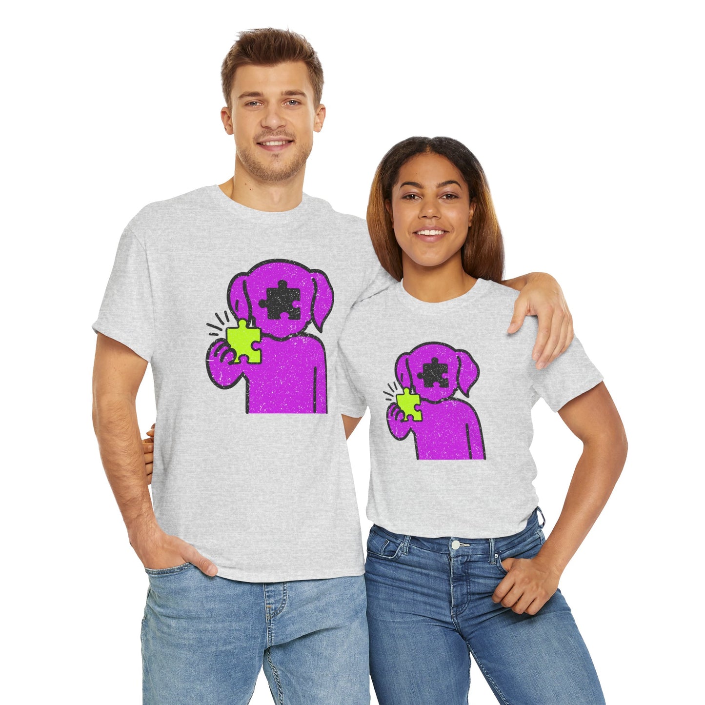 Dog Puzzle Piece T-Shirt – Life’s Epic Journey Distressed Graphic Tee – Unisex Heavy Cotton Shirt – Mix & Match to Create Your Own Unique Style