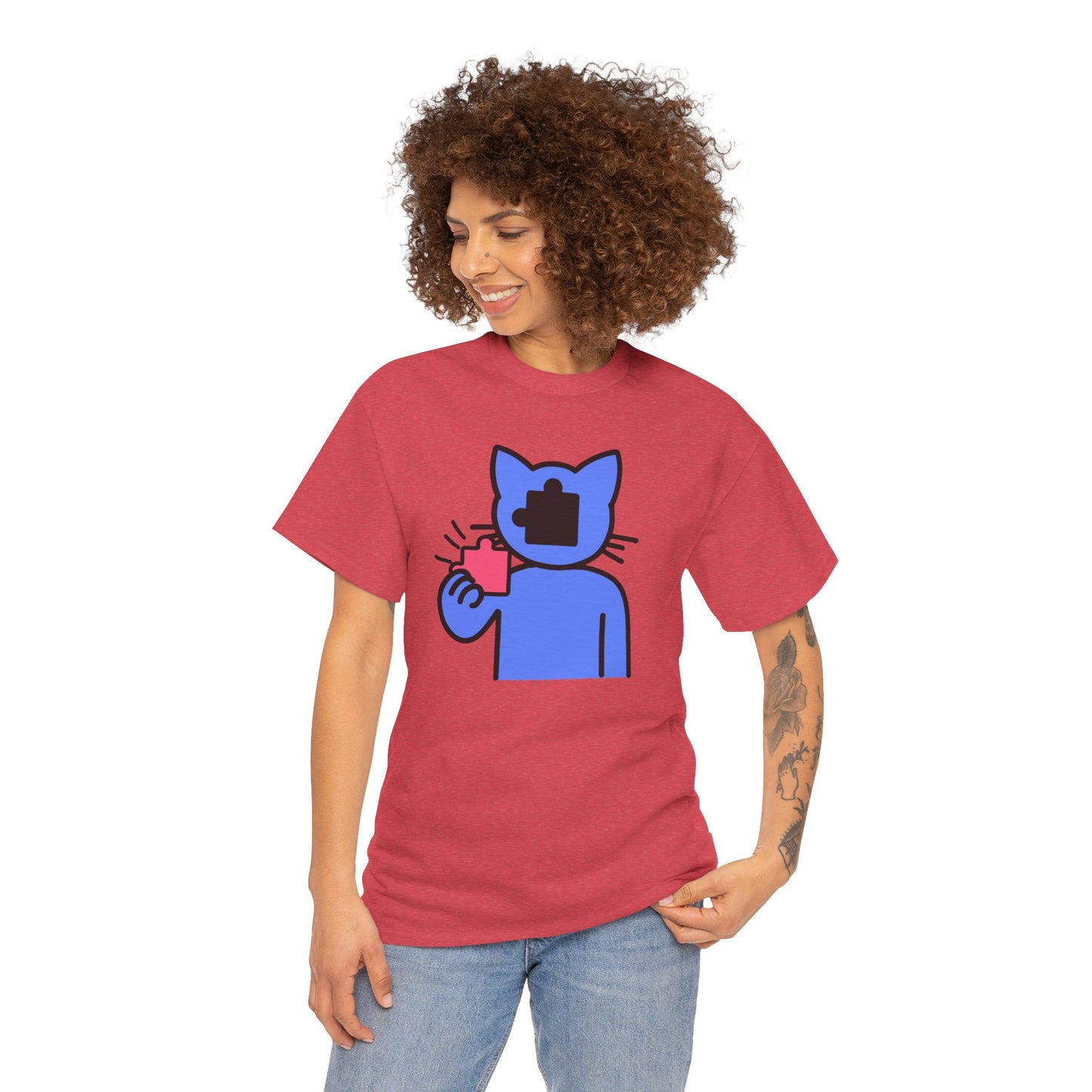 Cat Puzzle Piece T-Shirt – Life’s Journey Graphic Tee – Unisex Heavy Cotton Shirt – Find Your Missing Piece