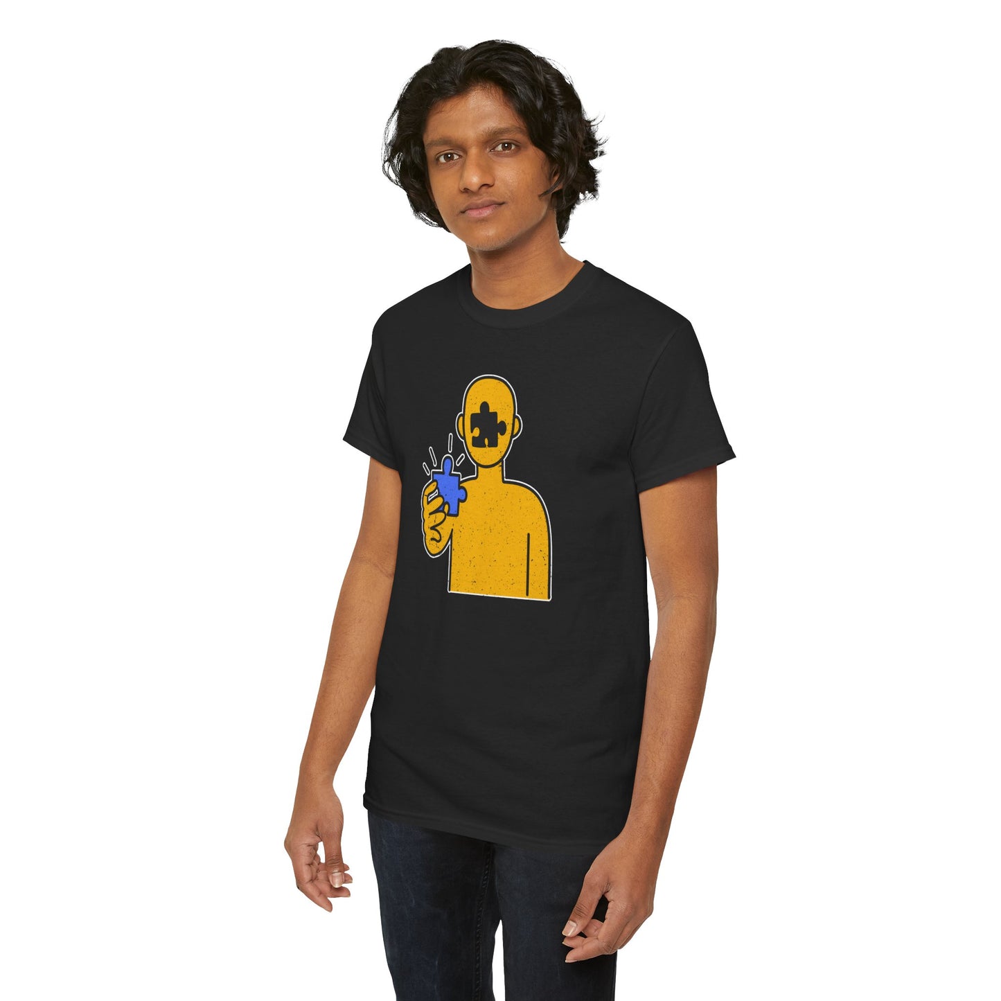 Human Puzzle Piece T-Shirt – Distressed Thoughtful Design – Unisex Heavy Cotton Shirt for Life’s Journey