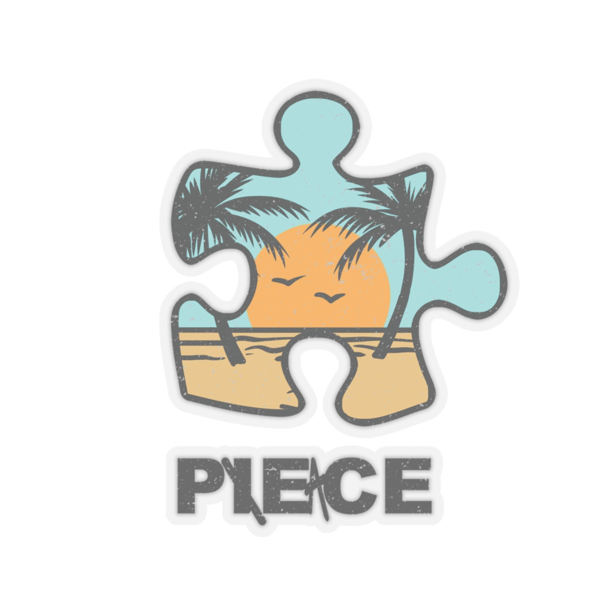 Sunny Beach ‘Peace’ Kiss-Cut Stickers – Distressed Style Vinyl Stickers