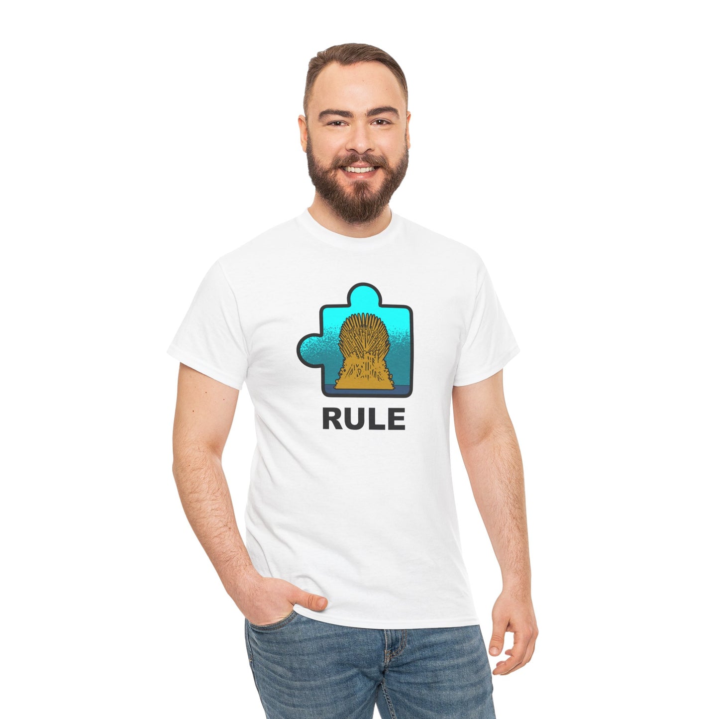 Throne Puzzle Piece T-Shirt – ‘Rule’ Graphic Tee – Unisex Heavy Cotton Shirt