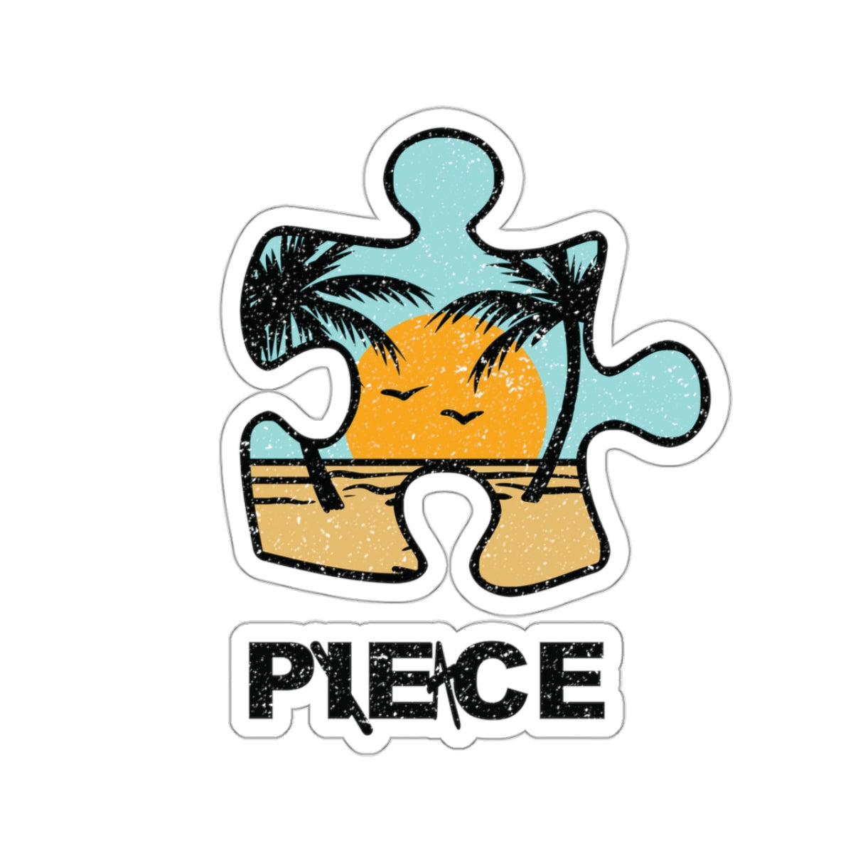 Sunny Beach ‘Peace’ Kiss-Cut Stickers – Distressed Style Vinyl Stickers